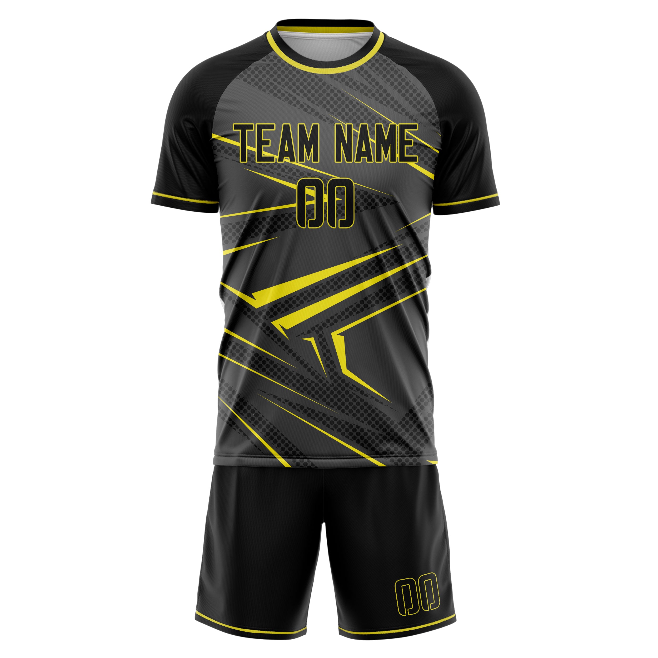 Custom Gray Yellow GeometricalPattern Soccer Jersey