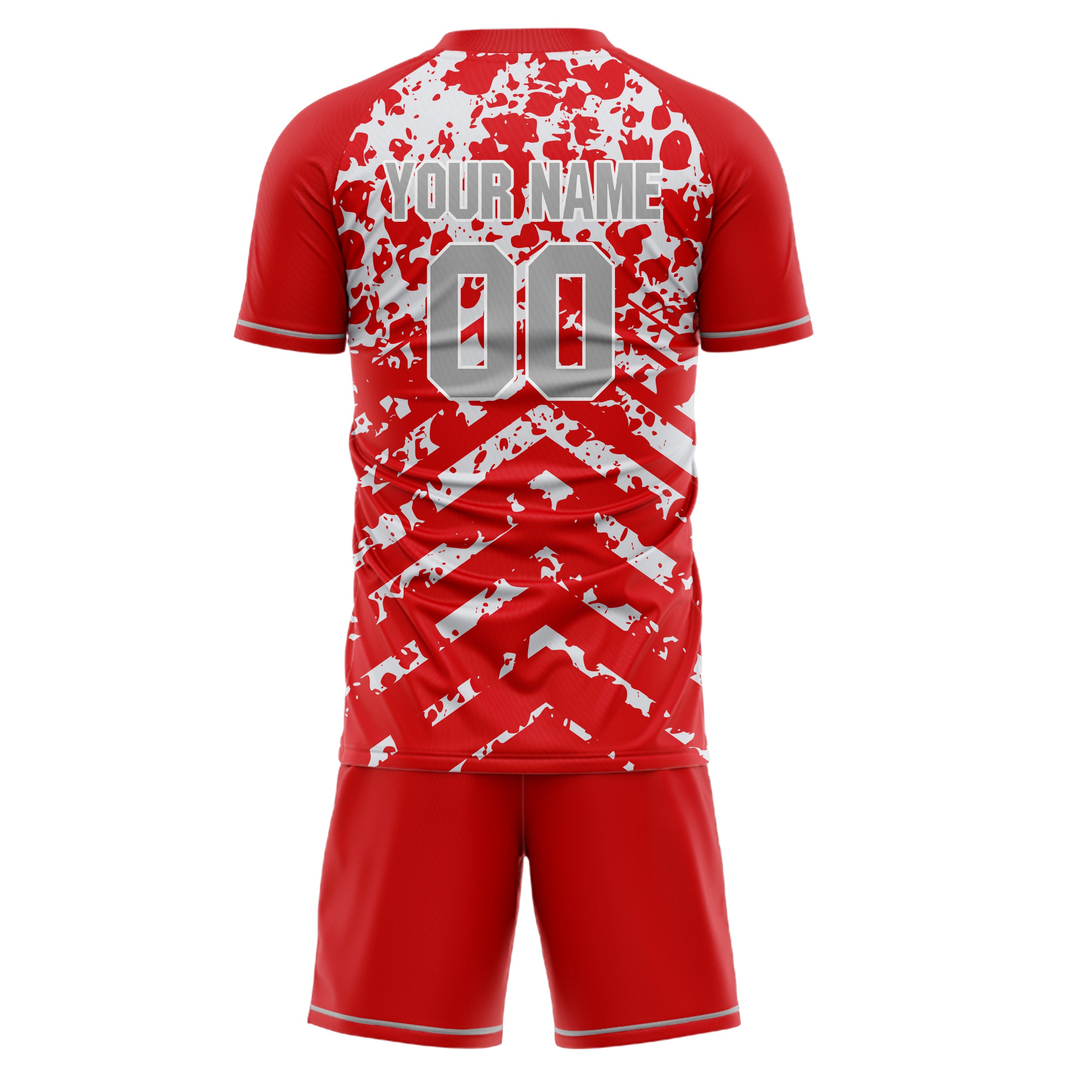 Custom Red White GeometricalPattern Soccer Jersey