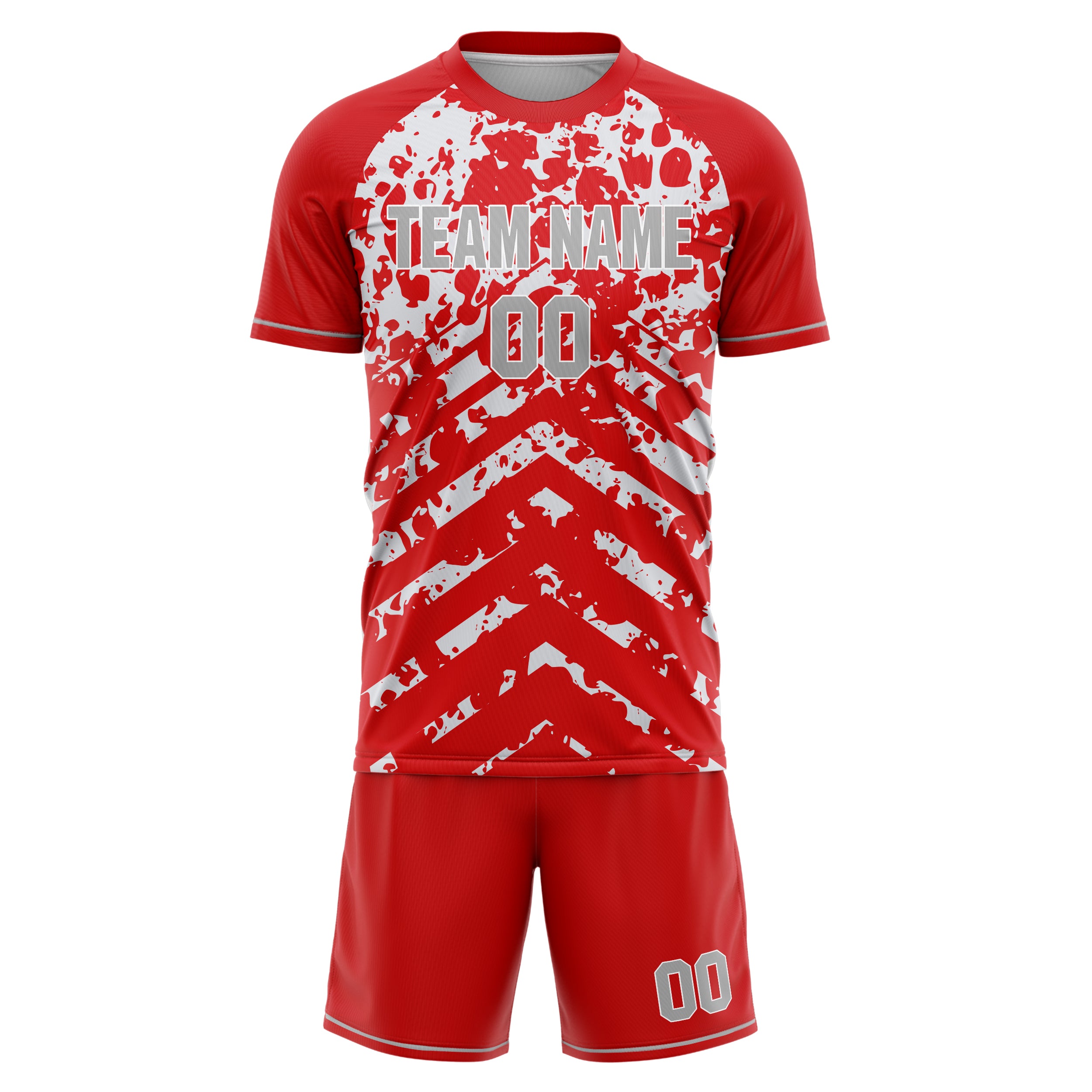 Custom Red White GeometricalPattern Soccer Jersey