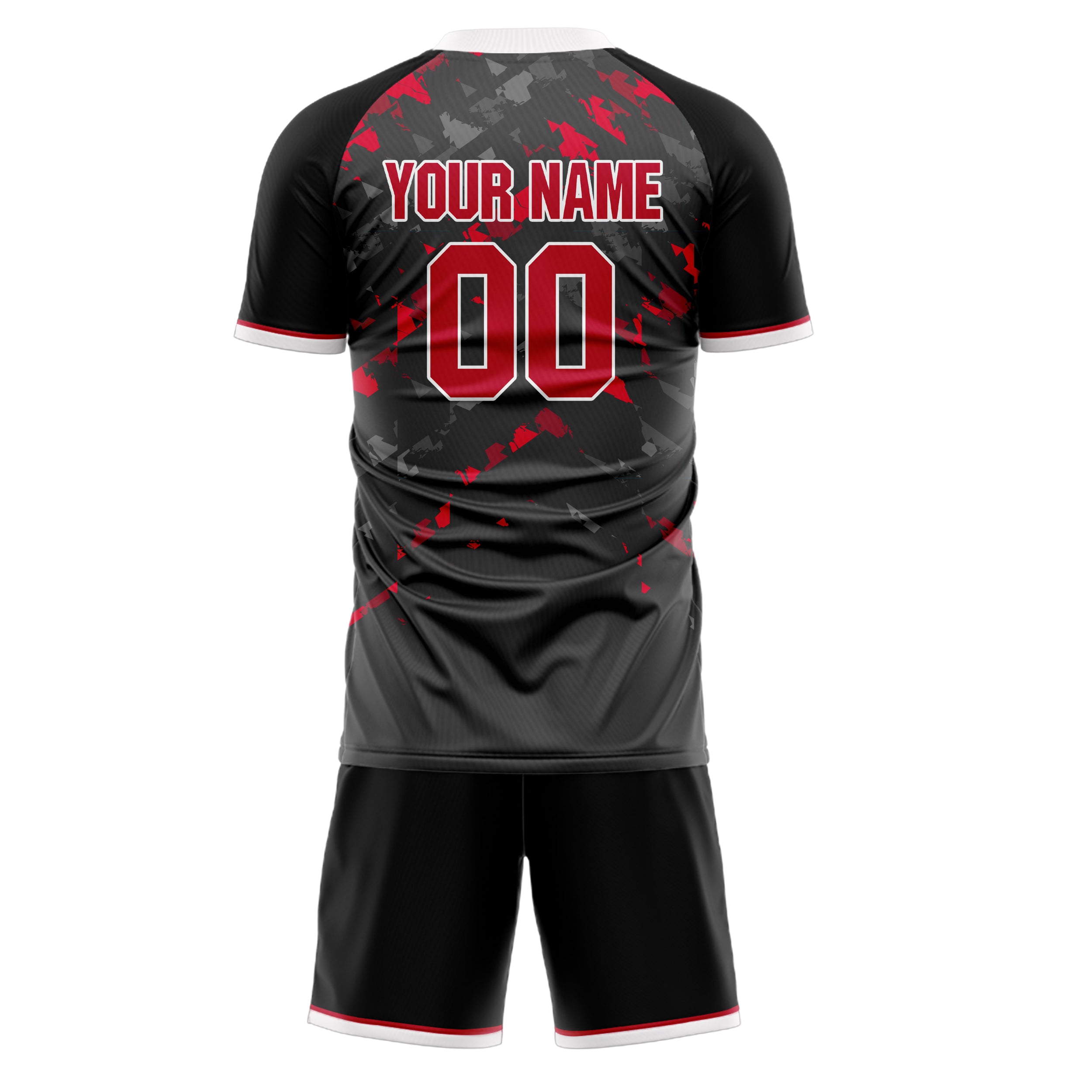Custom Gray Red GeometricalPattern Soccer Jersey