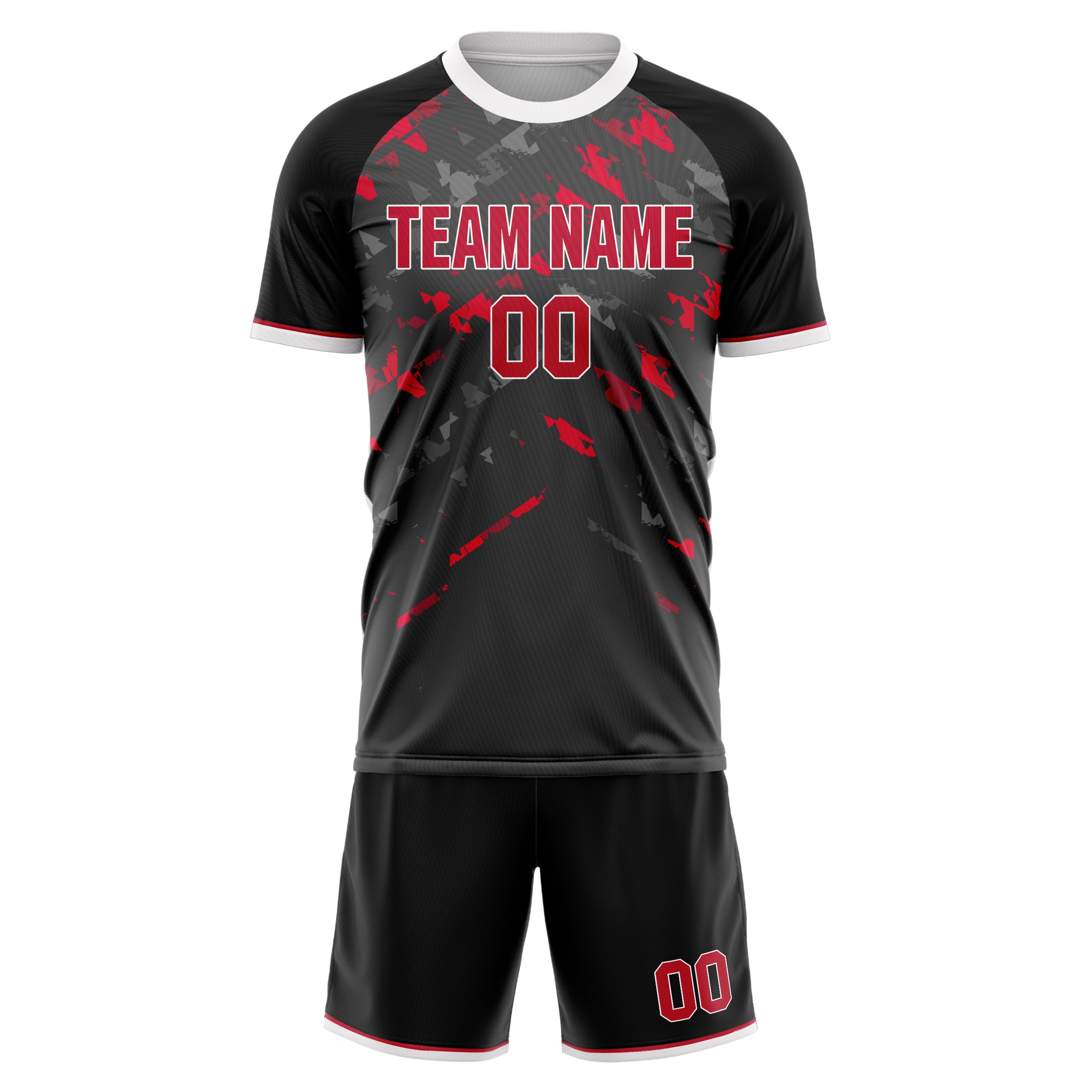 Custom Gray Red GeometricalPattern Soccer Jersey