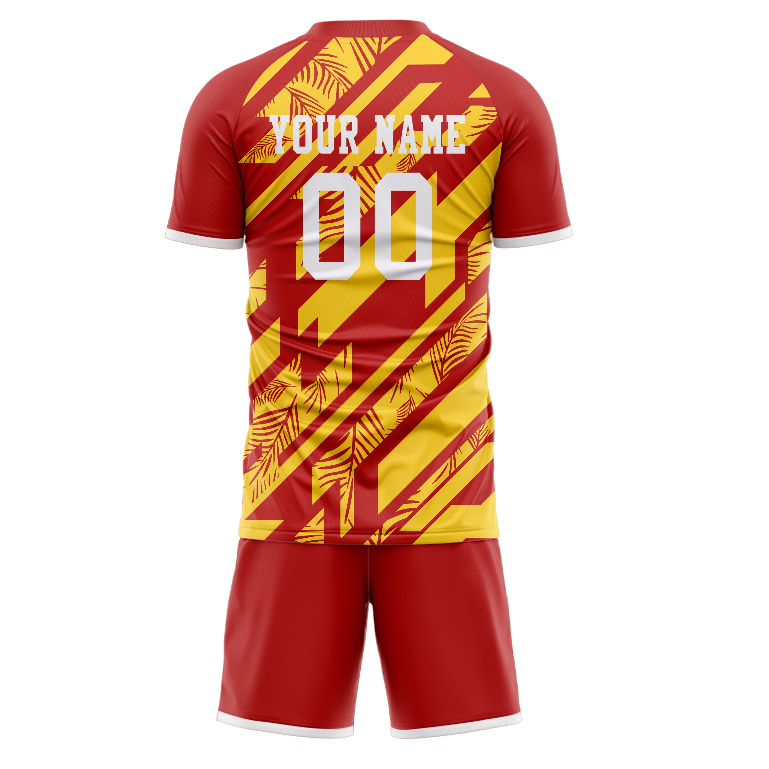 Custom Gold Red GeometricalPattern Soccer Jersey