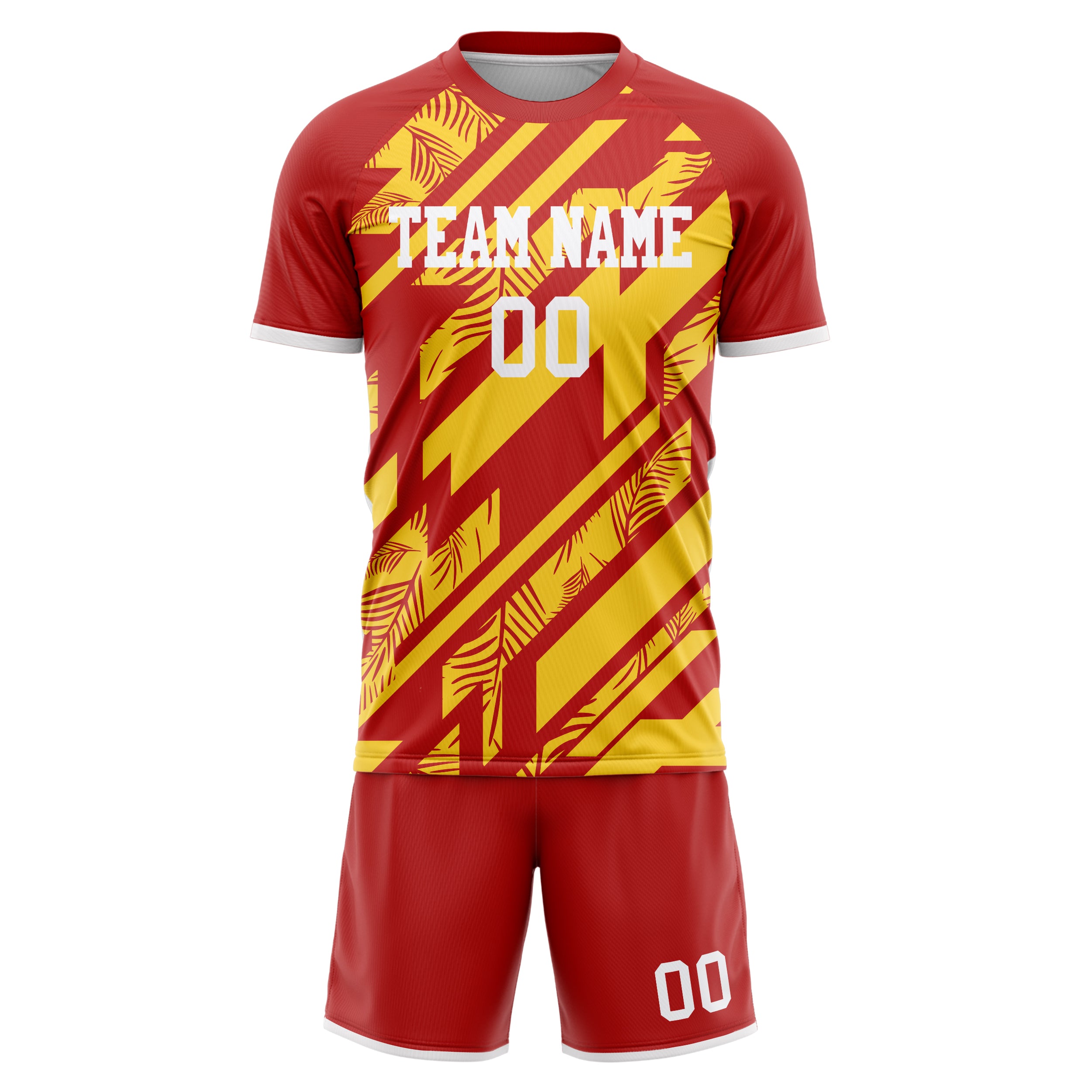 Custom Gold Red GeometricalPattern Soccer Jersey