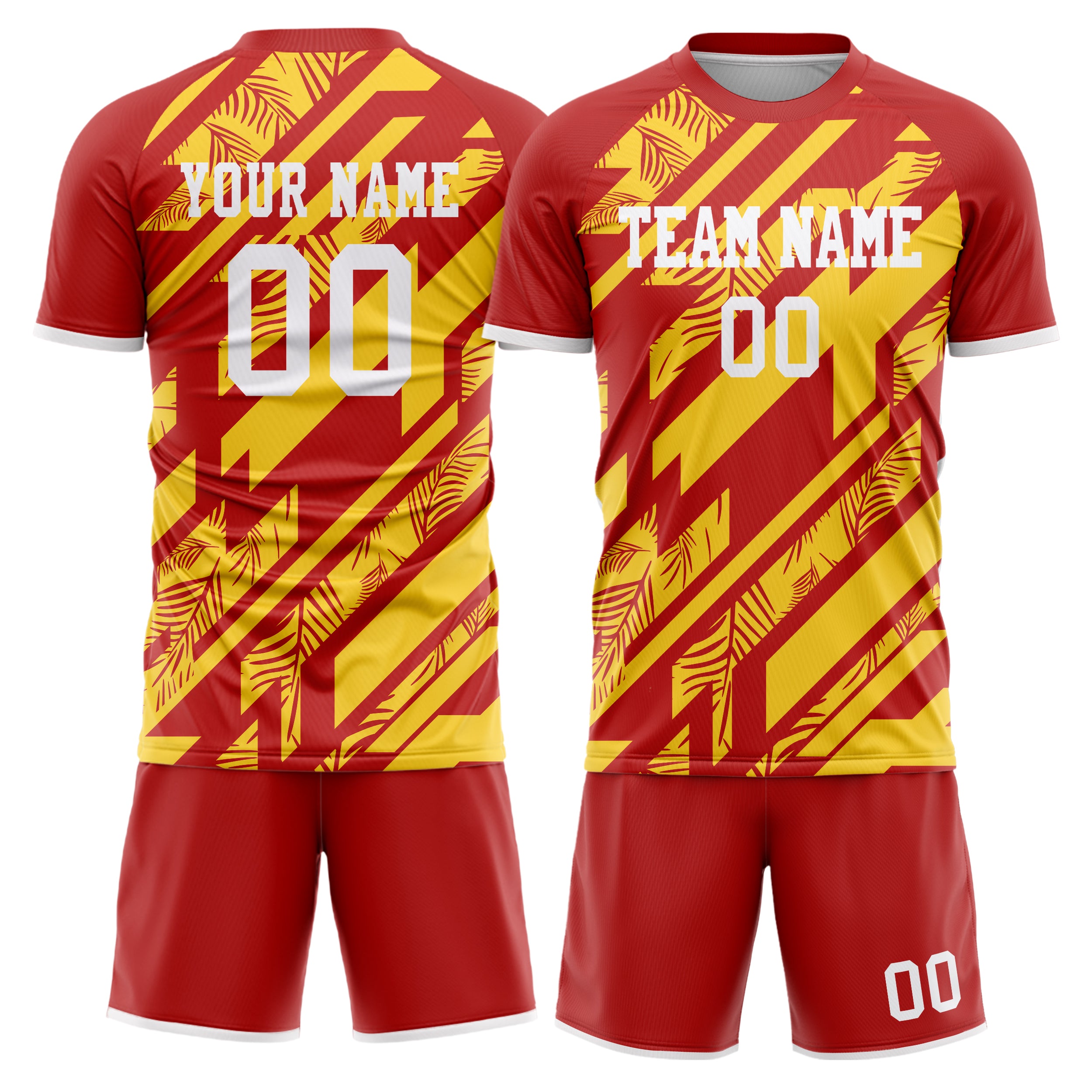 Custom Gold Red GeometricalPattern Soccer Jersey