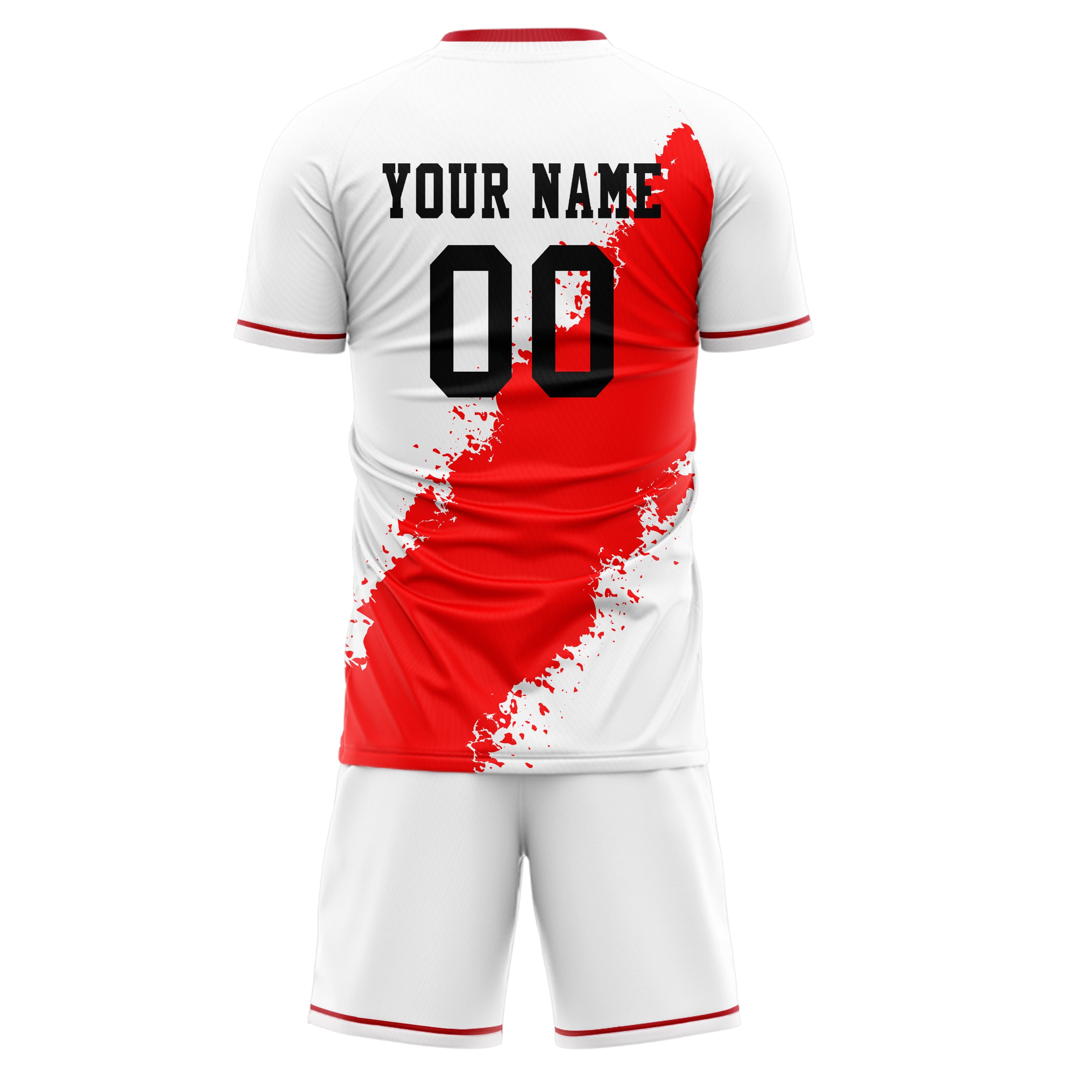 Custom White Red GeometricalPattern Soccer Jersey