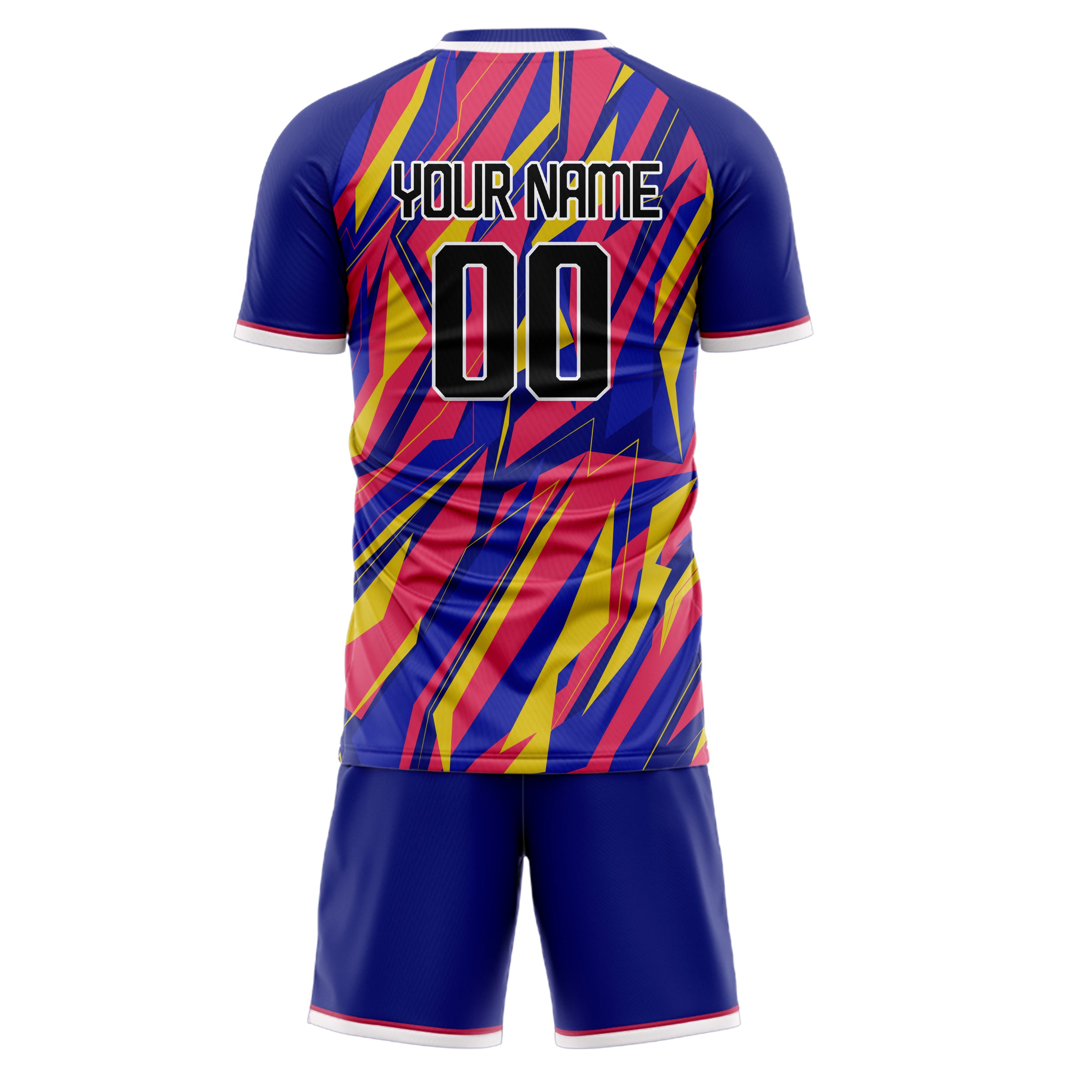 Custom Royal Pink GeometricalPattern Soccer Jersey