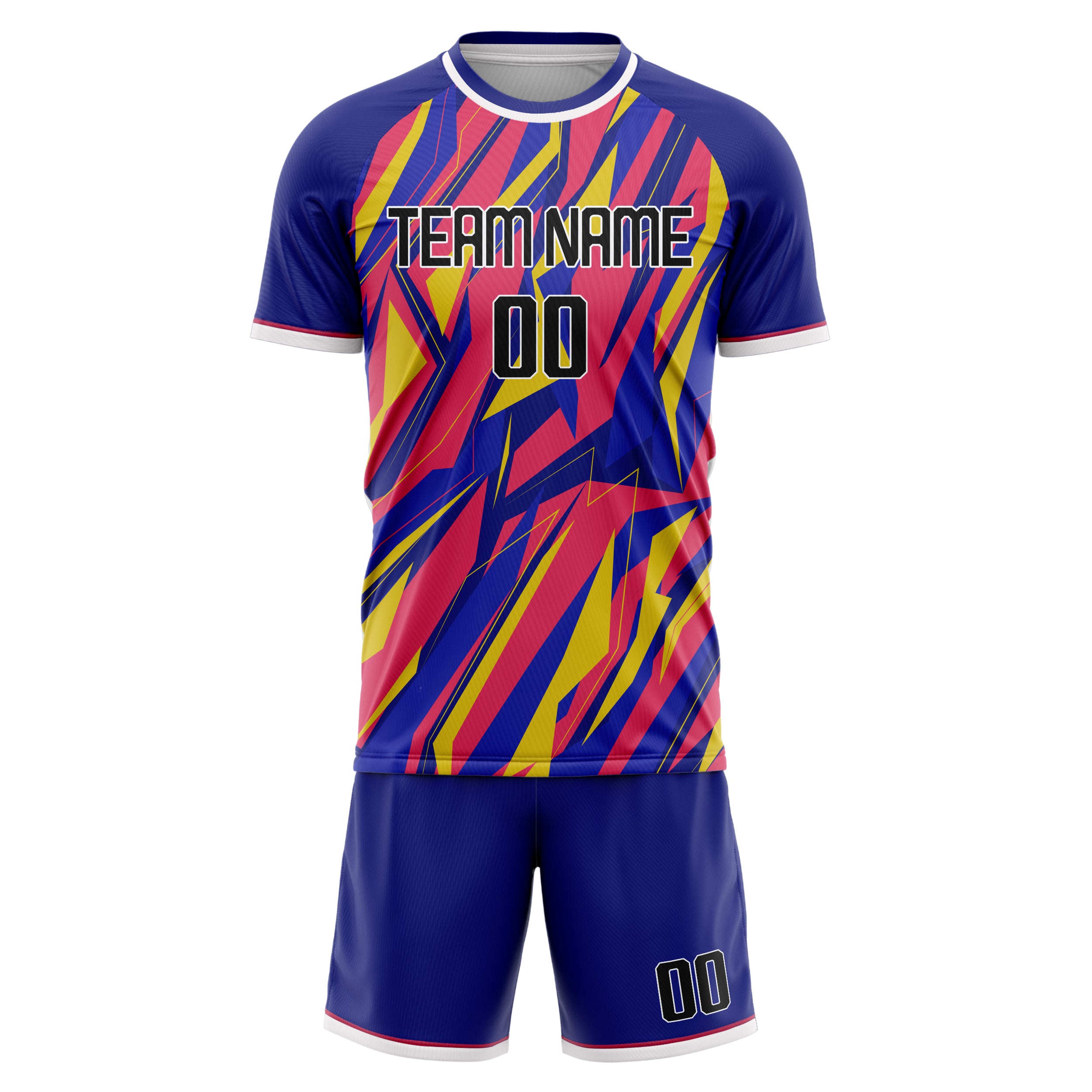 Custom Royal Pink GeometricalPattern Soccer Jersey
