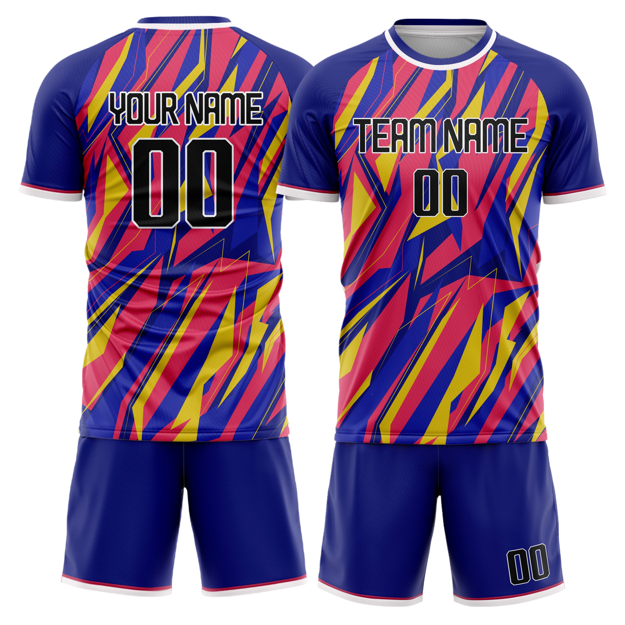 Custom Royal Pink GeometricalPattern Soccer Jersey