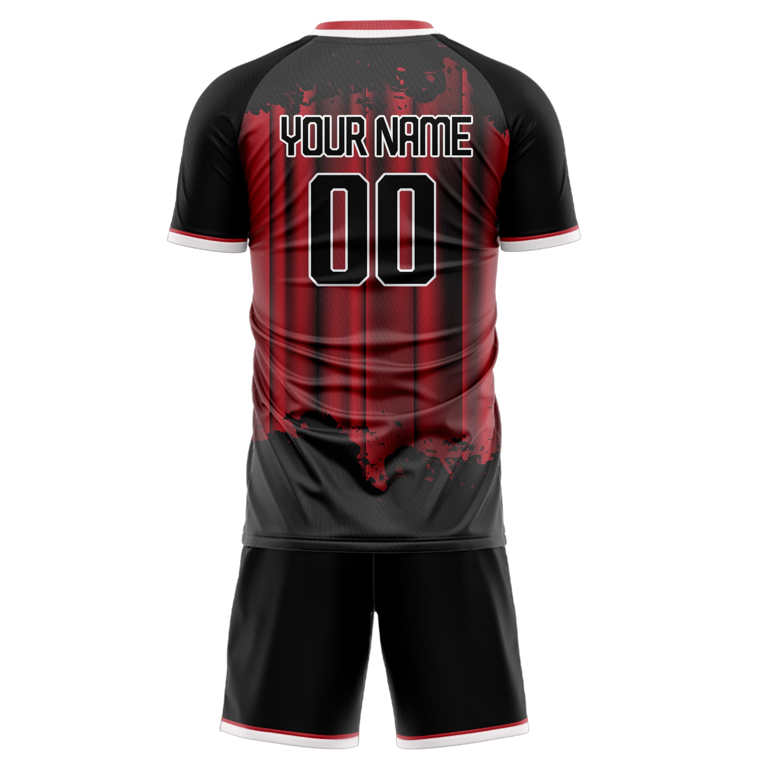 Custom Black Red GeometricalPattern Soccer Jersey