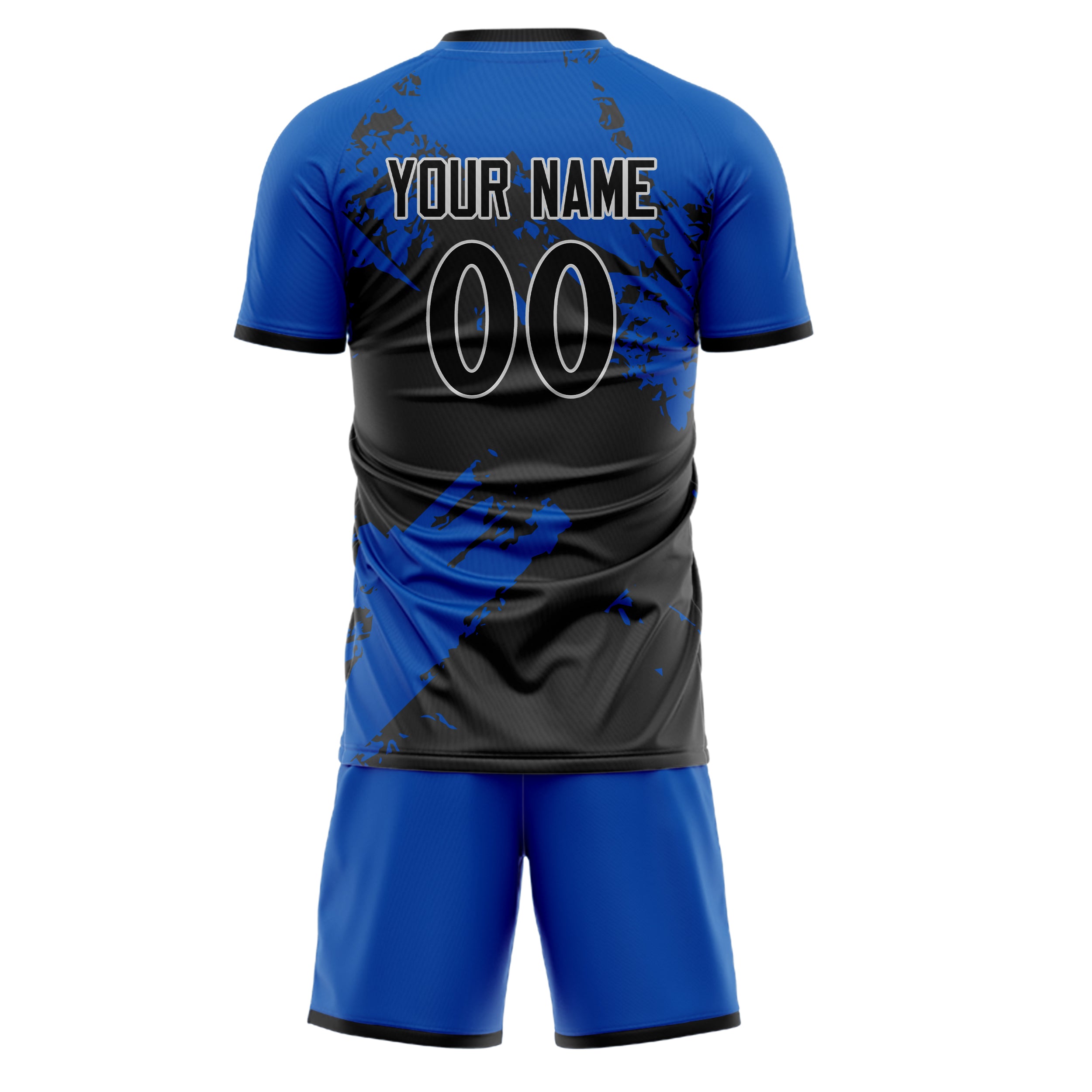 Custom Royal Black GeometricalPattern Soccer Jersey