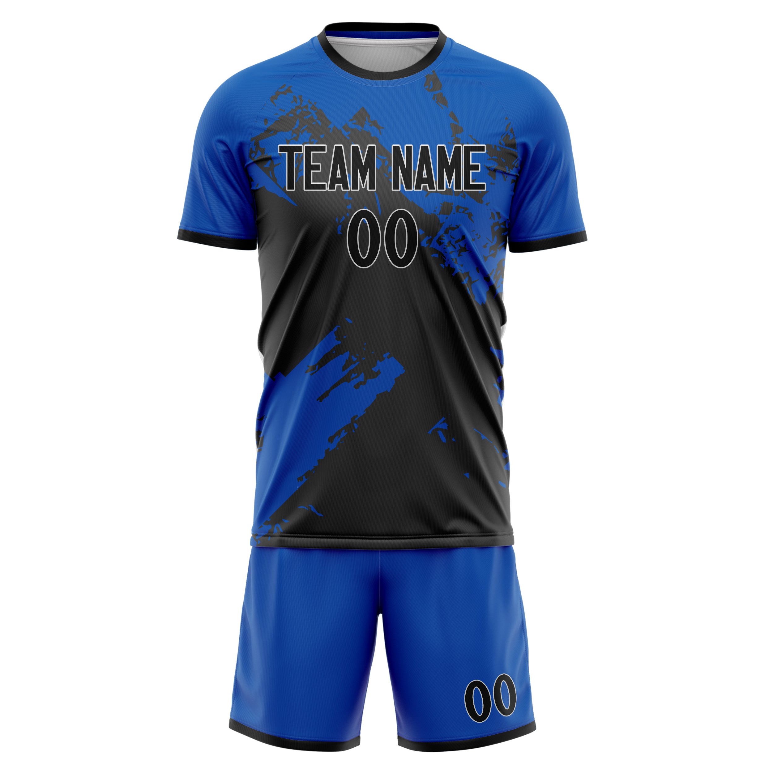 Custom Royal Black GeometricalPattern Soccer Jersey