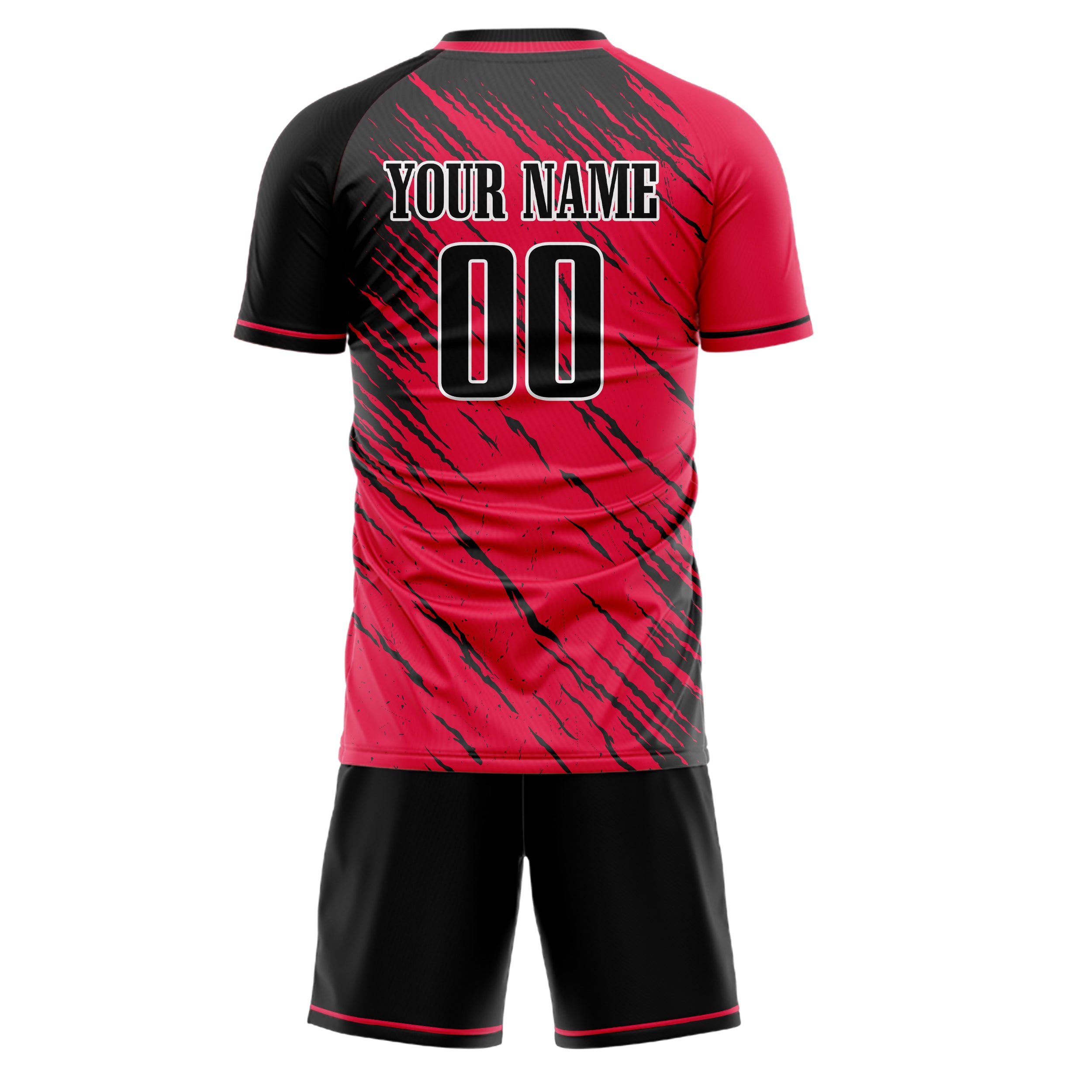 Custom Red Black GeometricalPattern Soccer Jersey