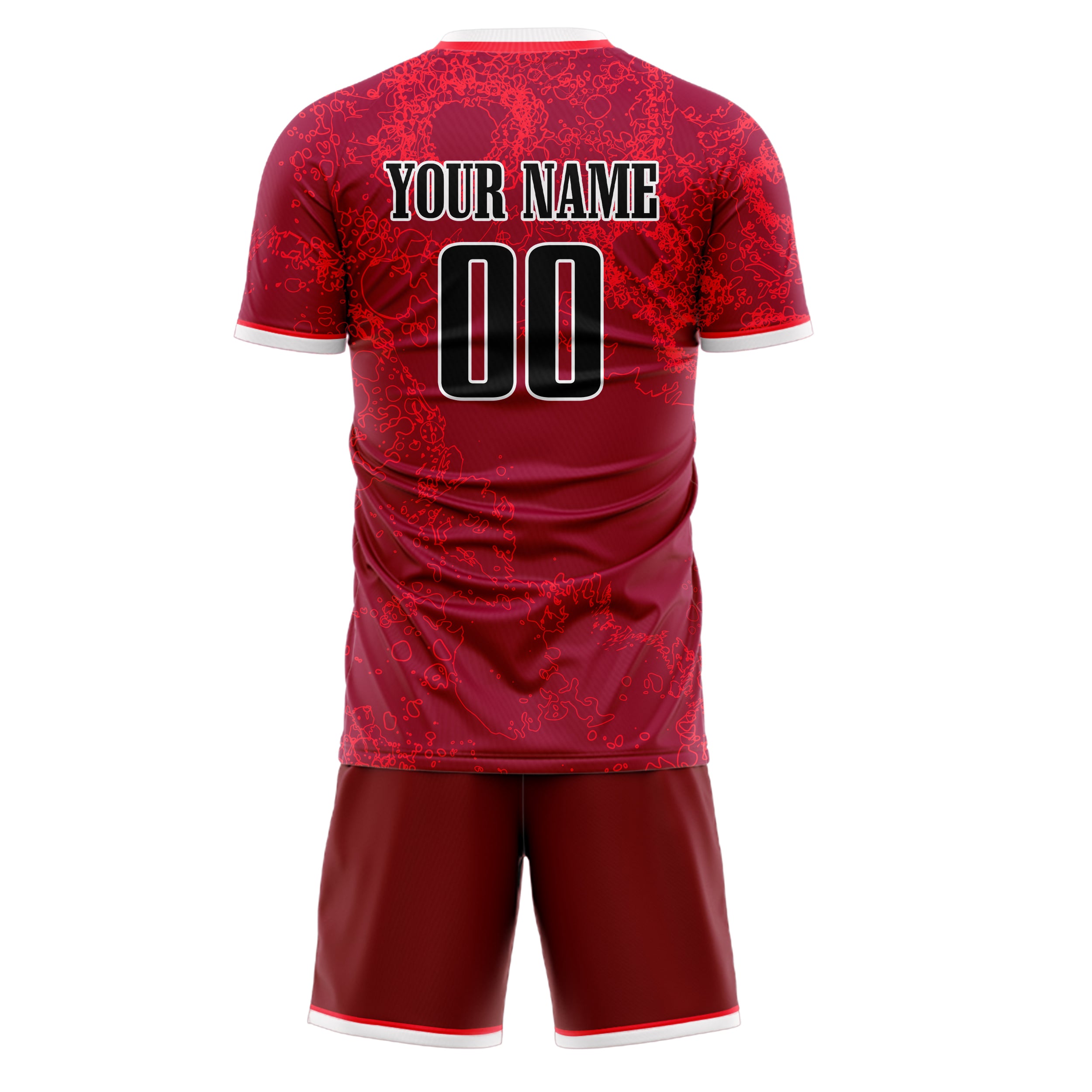 Custom Red Black GeometricalPattern Soccer Jersey