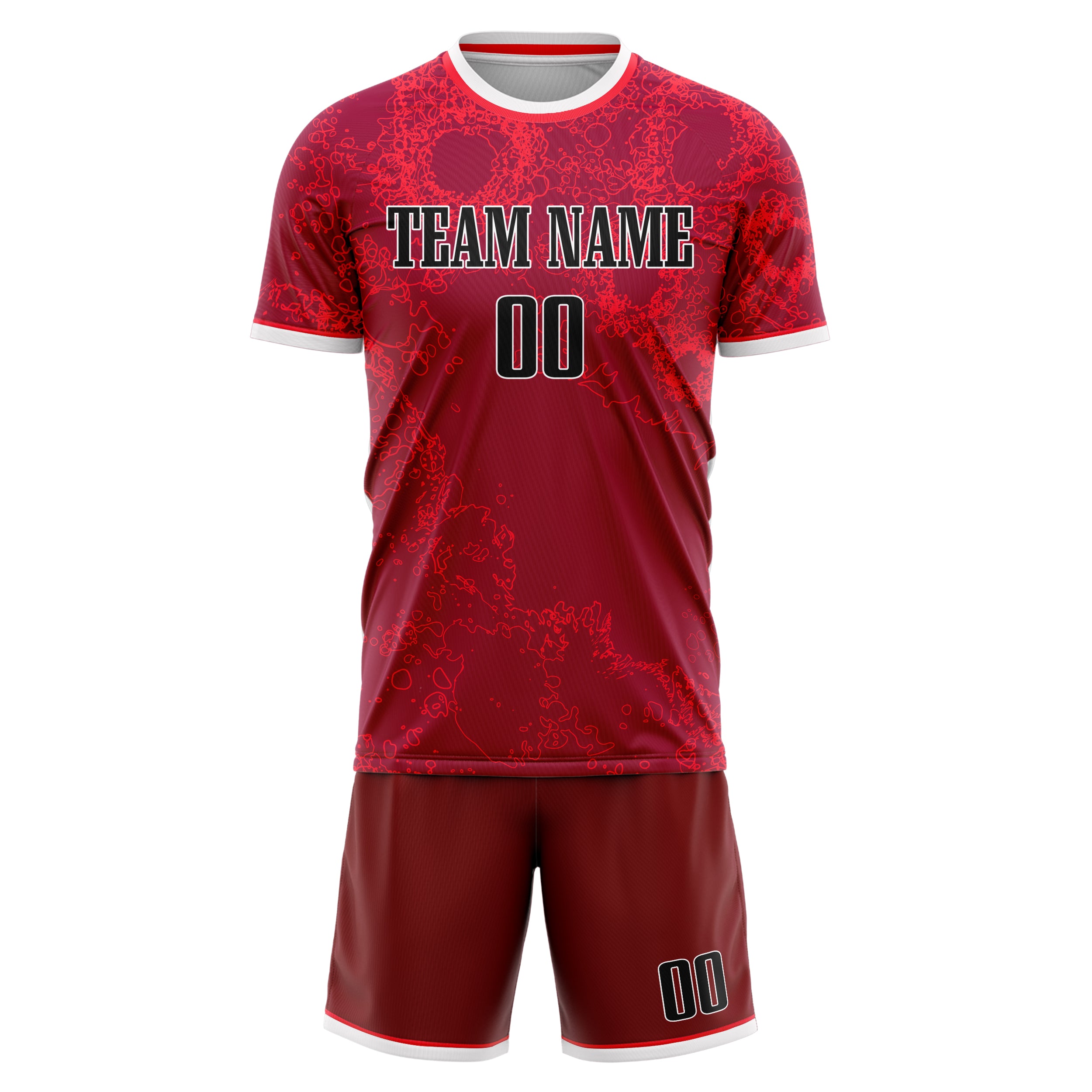Custom Red Black GeometricalPattern Soccer Jersey