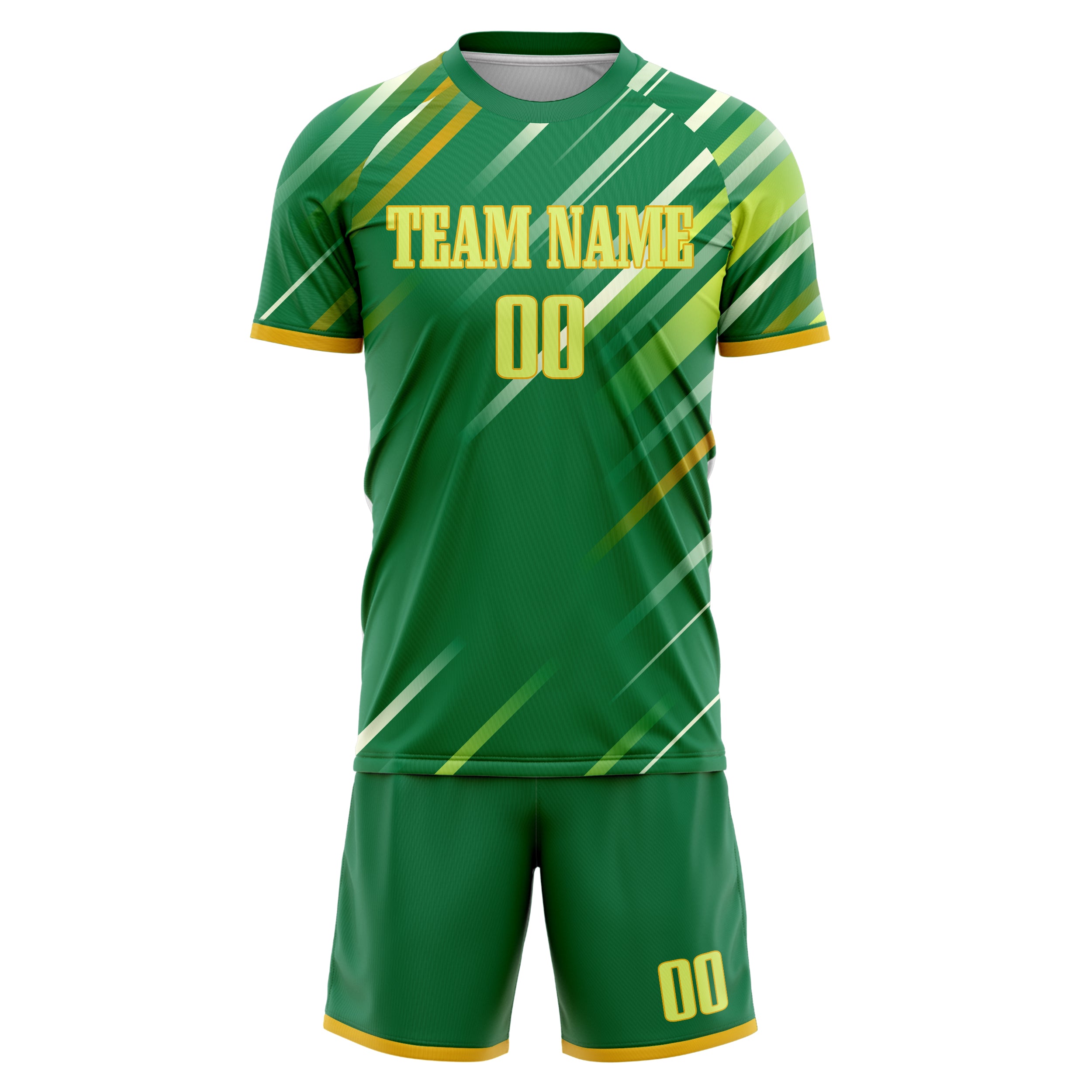 Custom Kelly Green Teal GeometricalPattern Soccer Jersey
