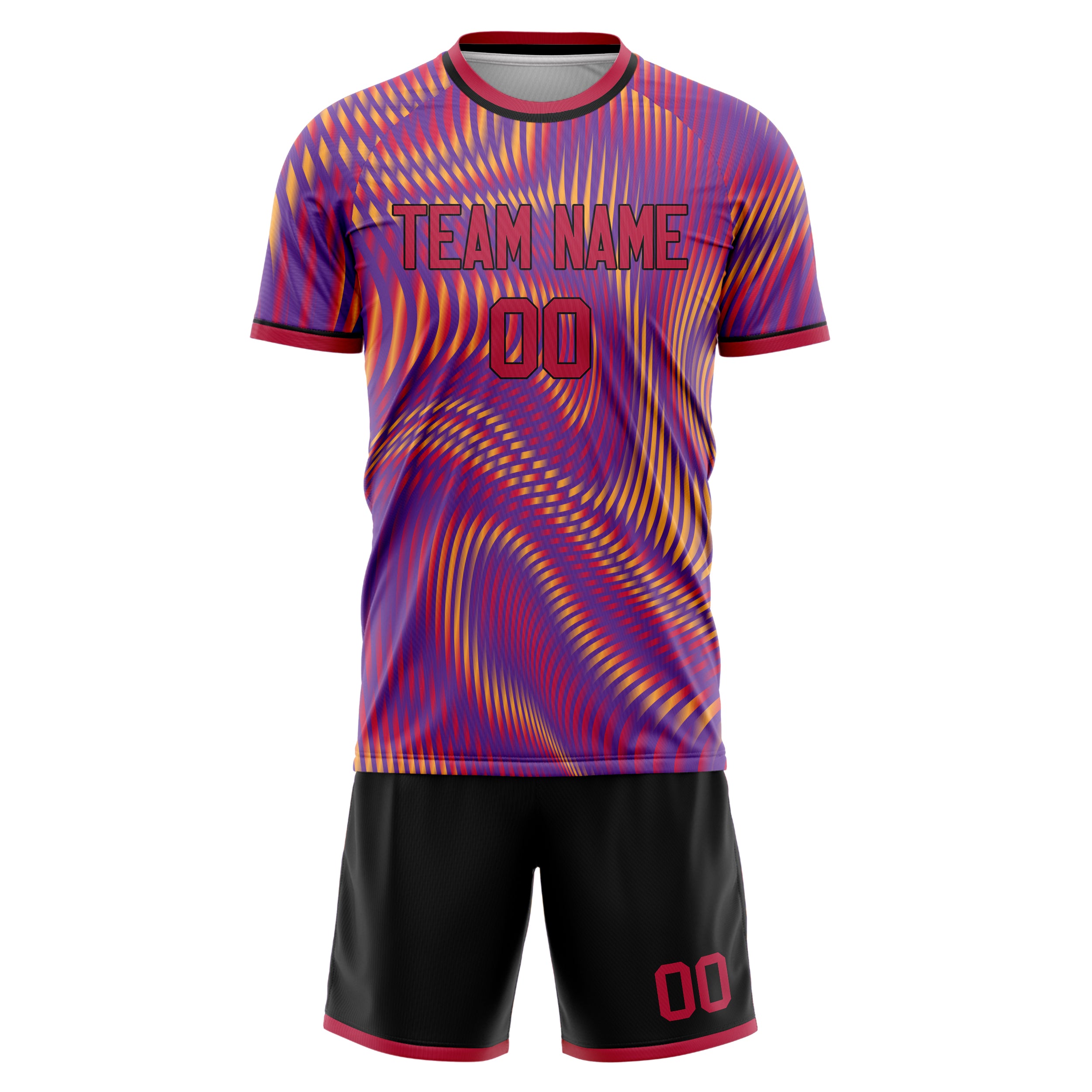 Custom Purple Red GeometricalPattern Soccer Jersey