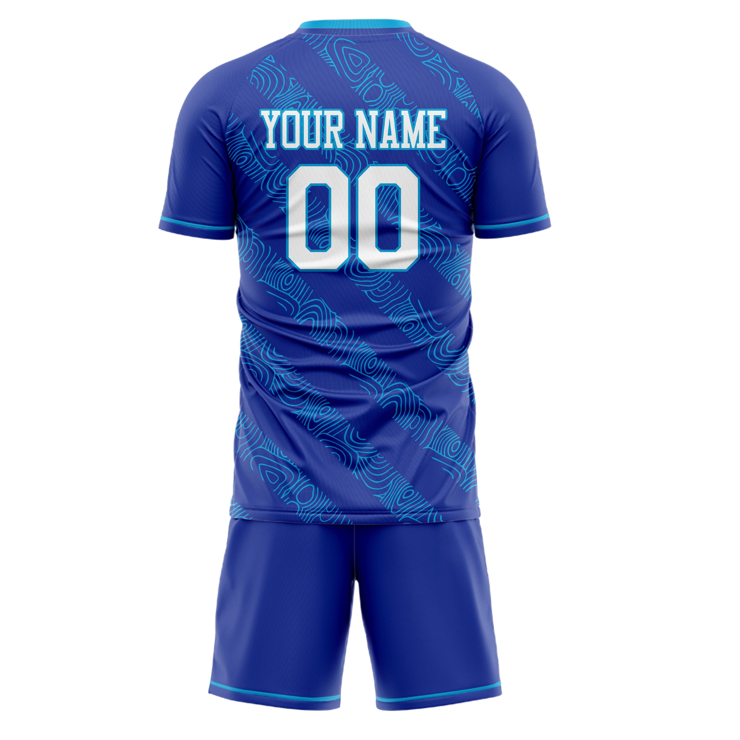 Custom Royal White GeometricalPattern Soccer Jersey