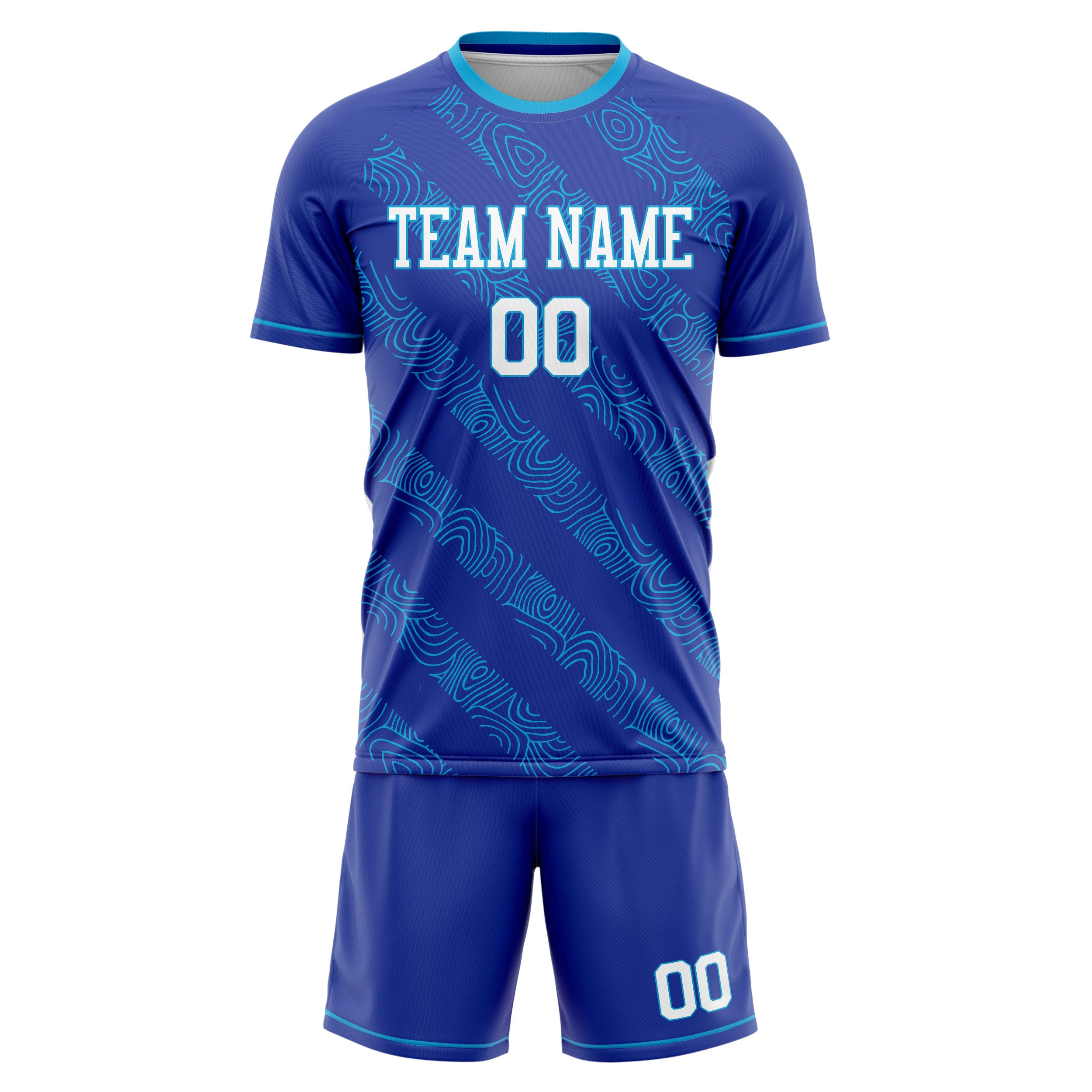 Custom Royal White GeometricalPattern Soccer Jersey