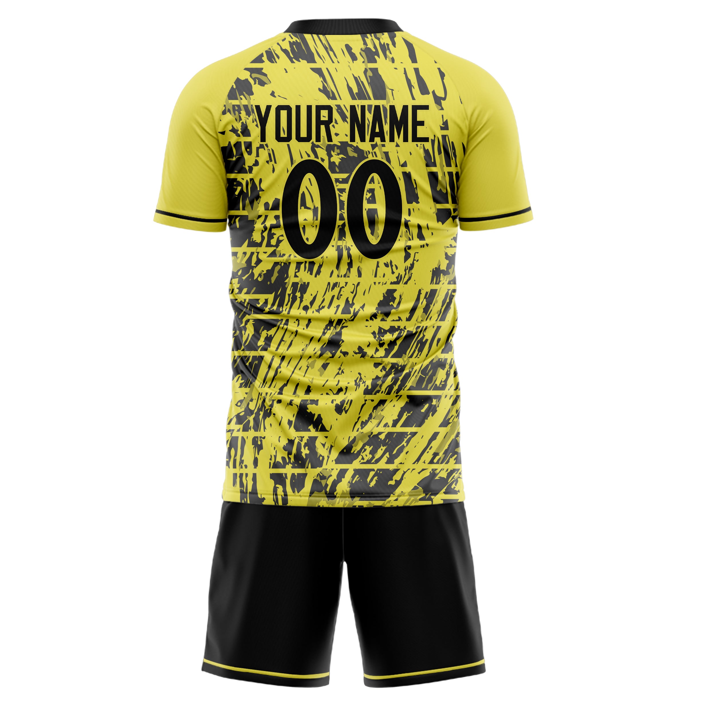 Custom Yellow Black GeometricalPattern Soccer Jersey