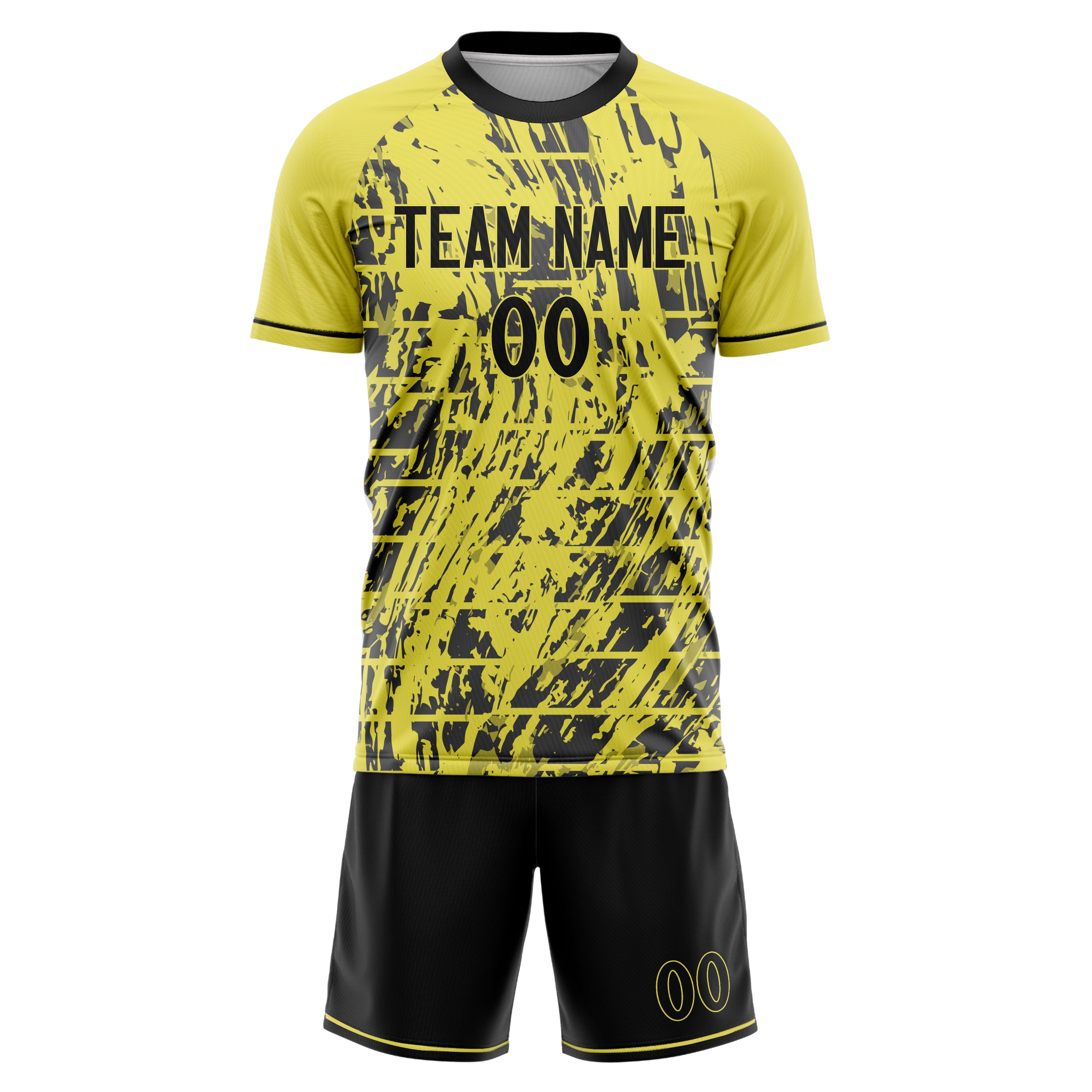 Custom Yellow Black GeometricalPattern Soccer Jersey