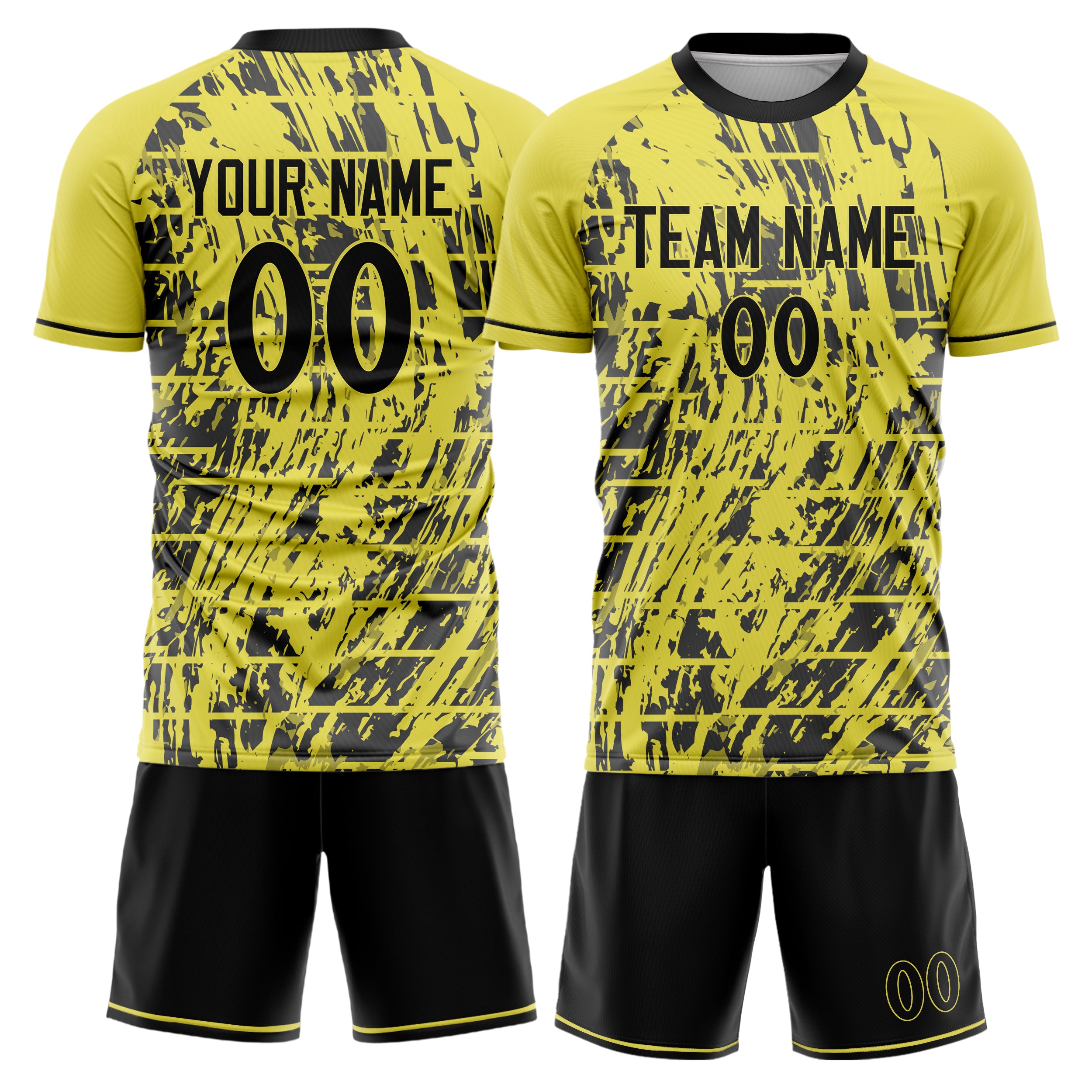 Custom Yellow Black GeometricalPattern Soccer Jersey