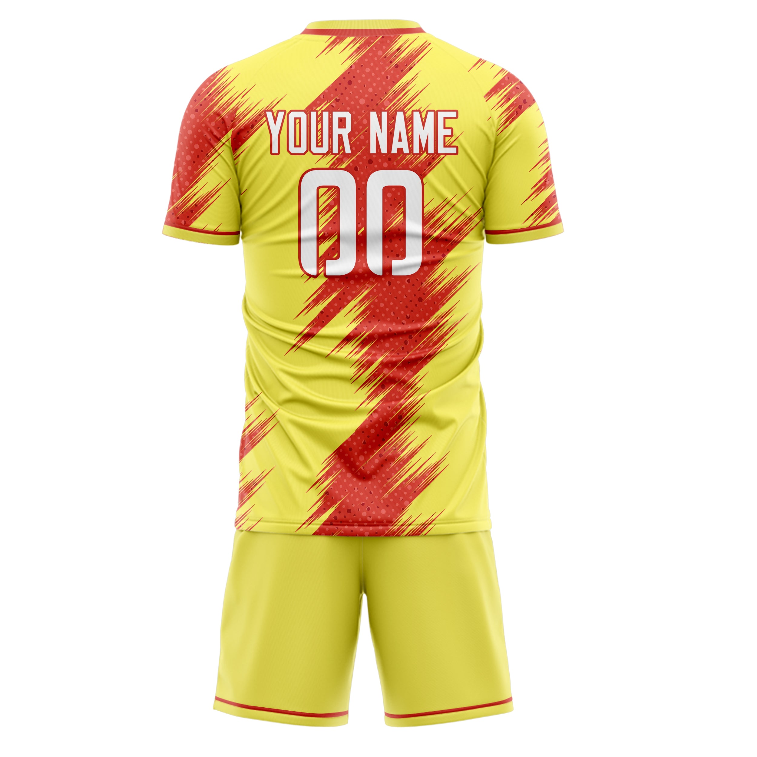 Custom Yellow Red GeometricalPattern Soccer Jersey