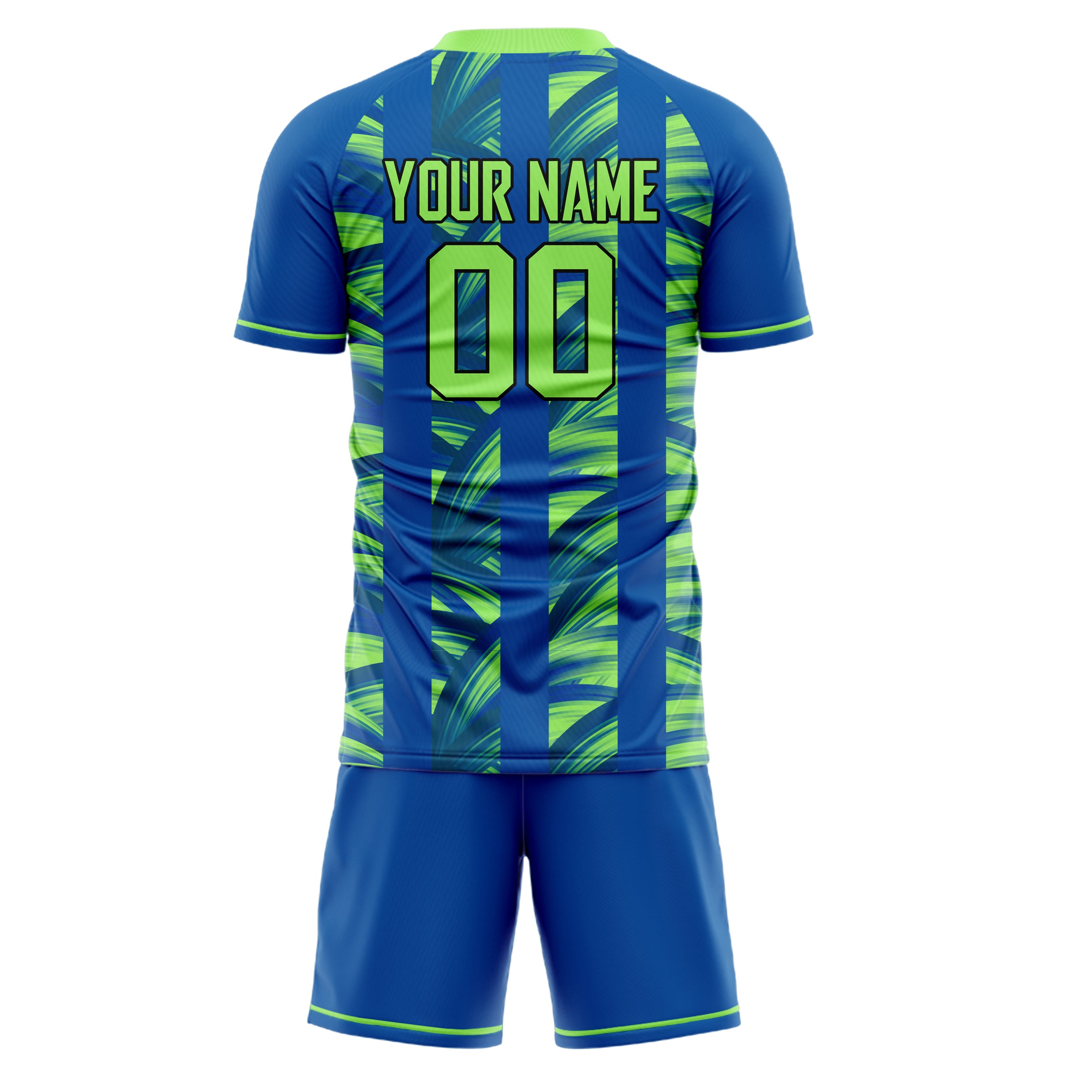Custom Royal Neon Green GeometricalPattern Soccer Jersey