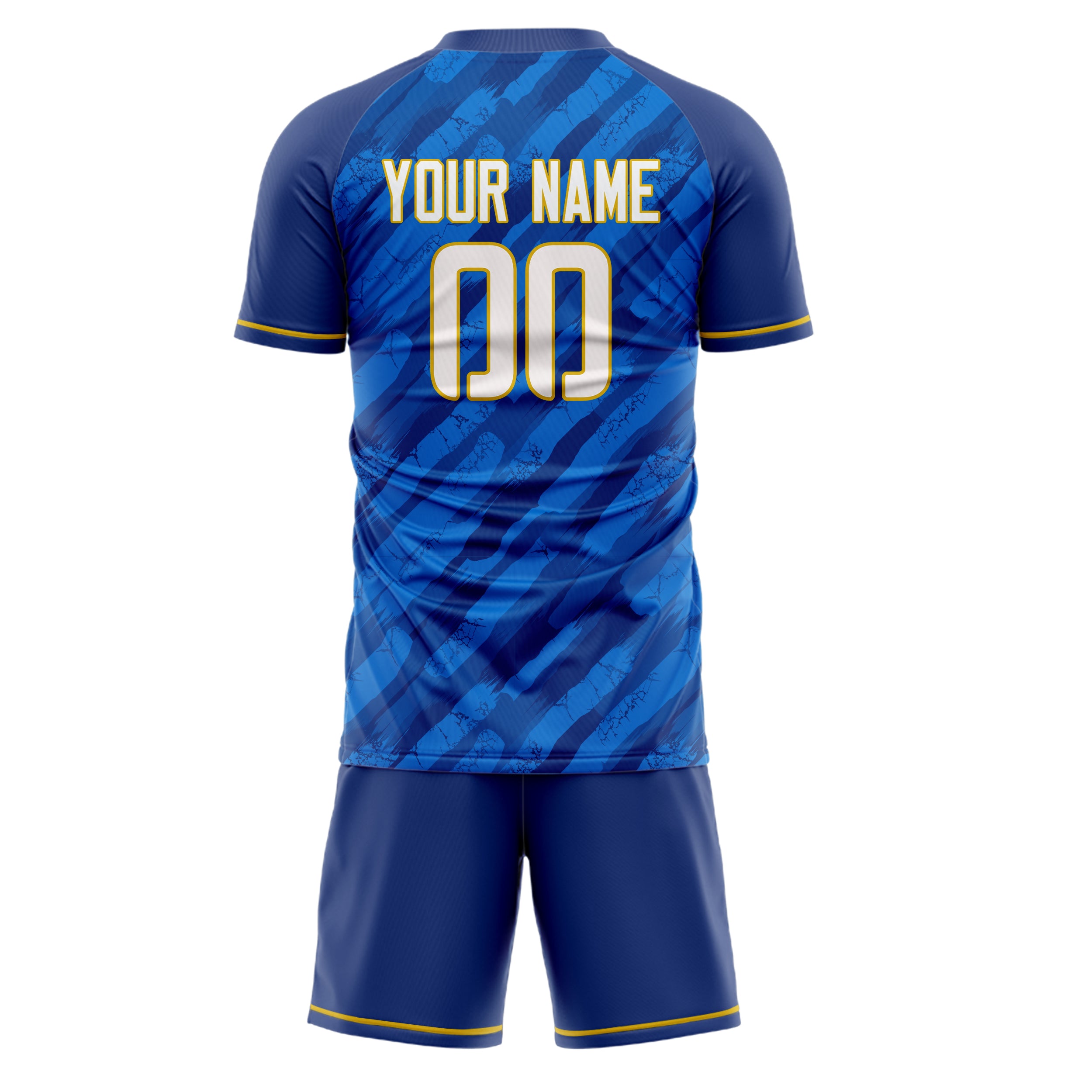 Custom Royal White GeometricalPattern Soccer Jersey