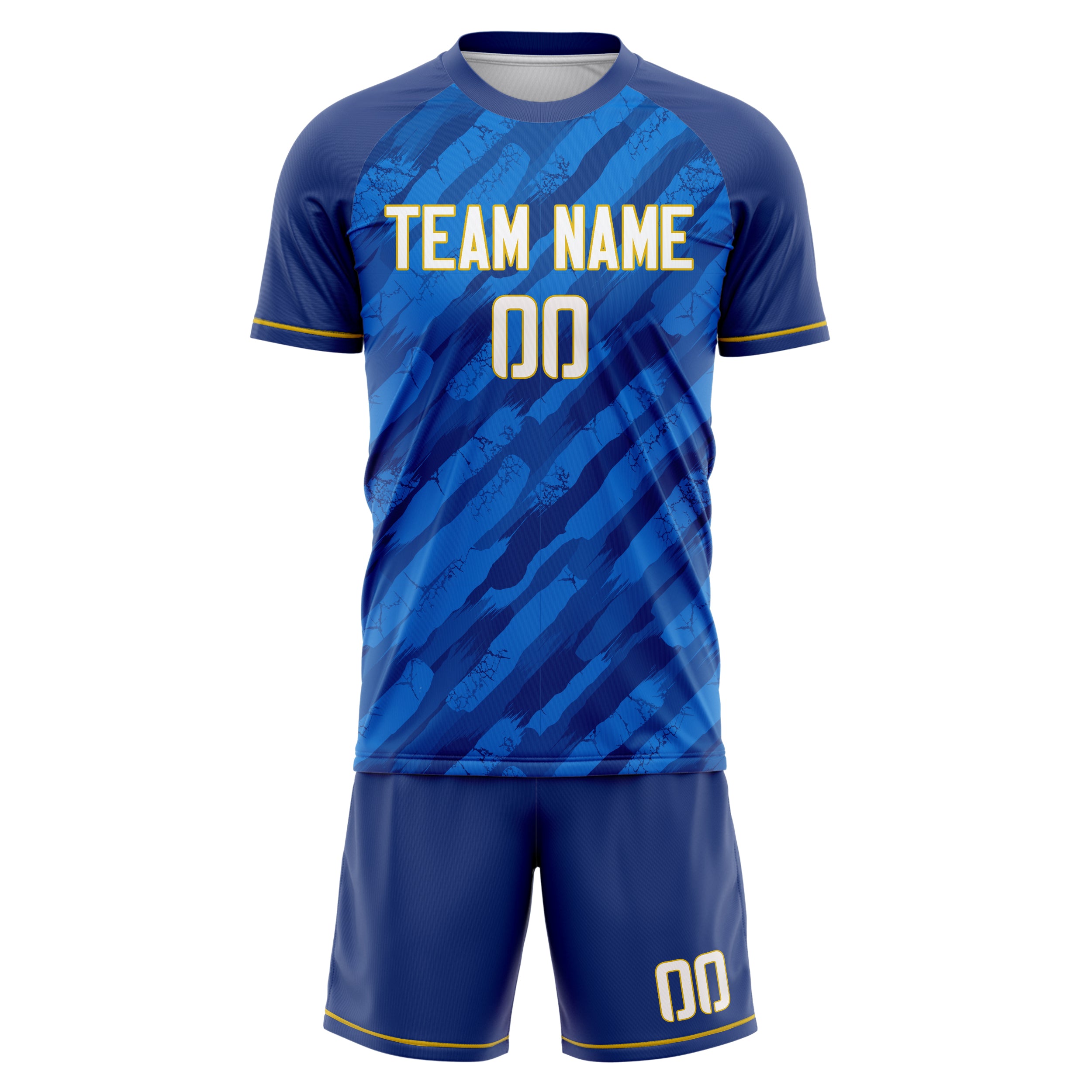 Custom Royal White GeometricalPattern Soccer Jersey