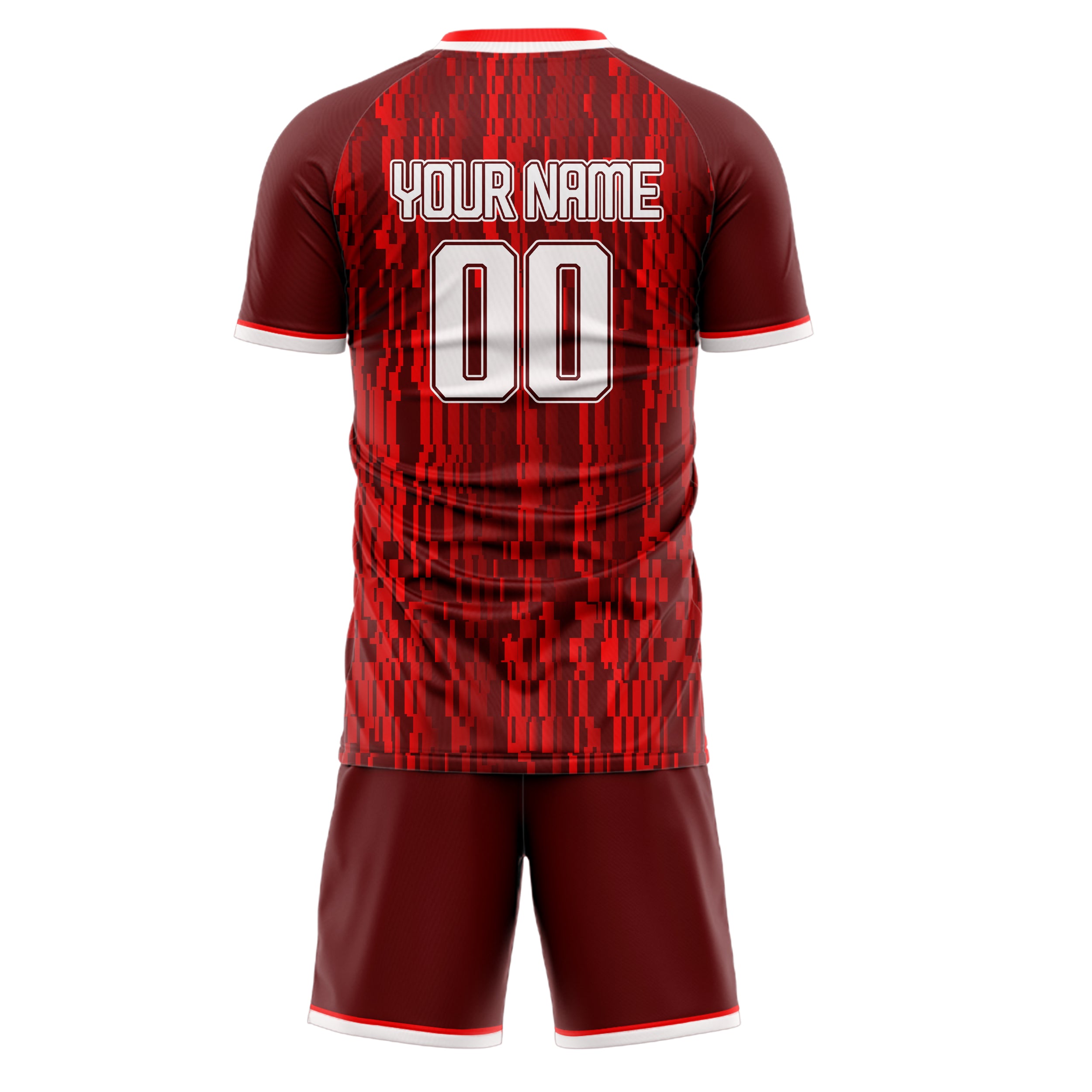 Custom Red White GeometricalPattern Soccer Jersey