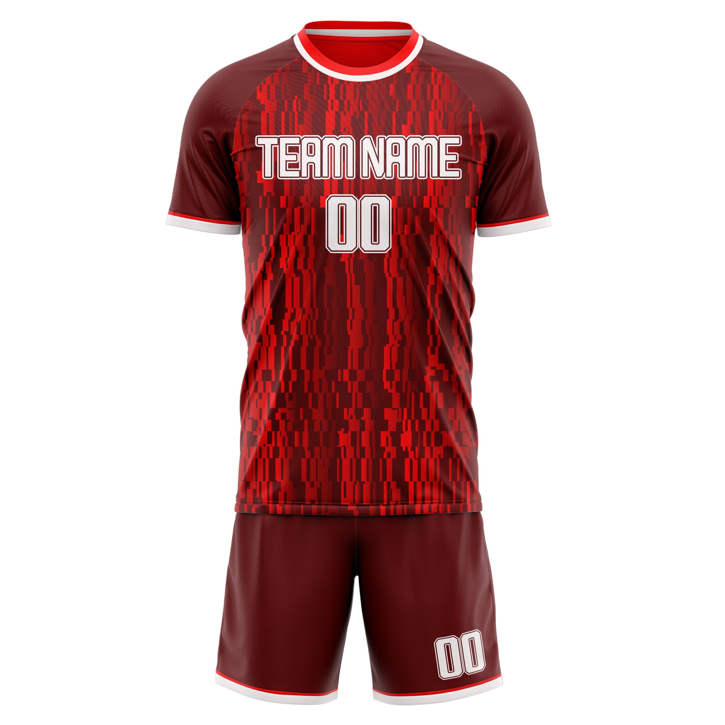 Custom Red White GeometricalPattern Soccer Jersey