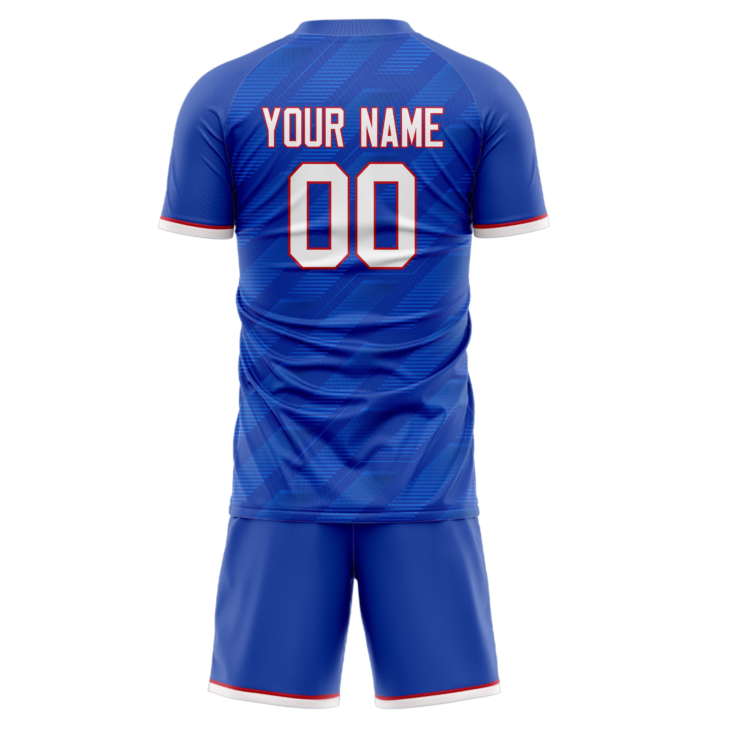 Custom Royal White GeometricalPattern Soccer Jersey