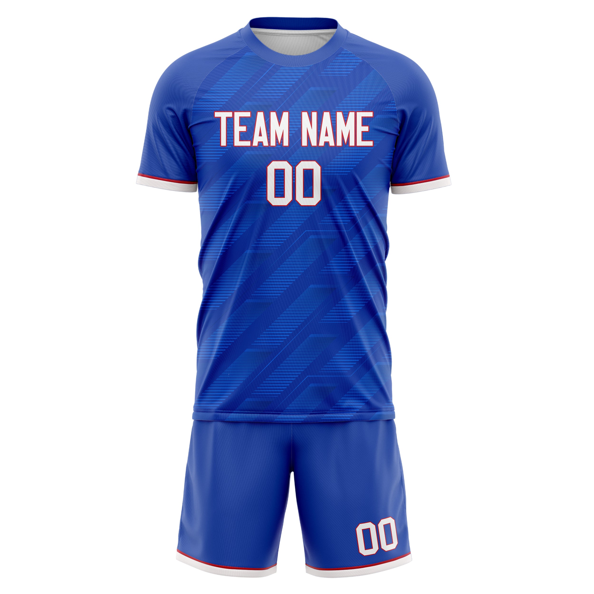 Custom Royal White GeometricalPattern Soccer Jersey