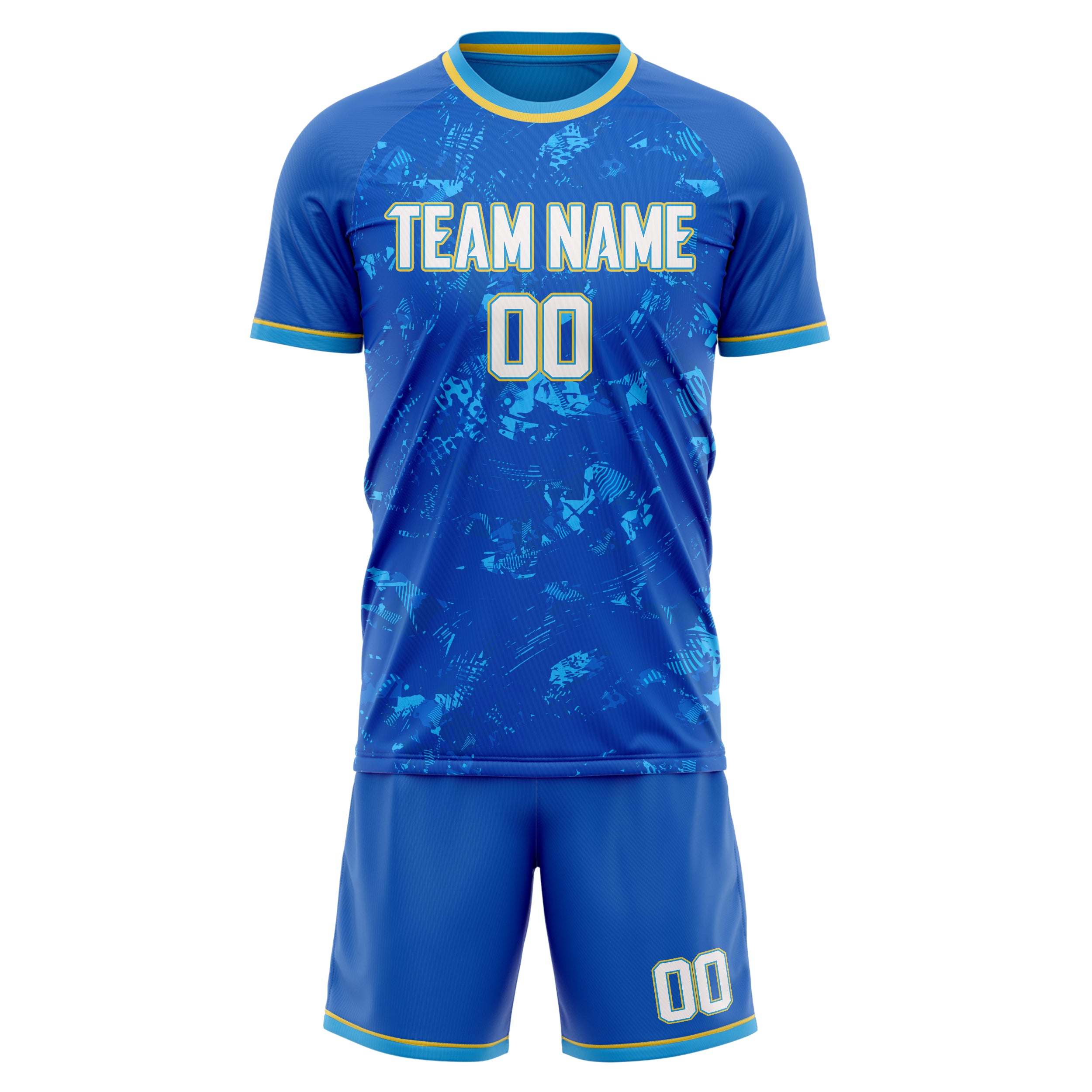 Custom Royal Gold GeometricalPattern Soccer Jersey