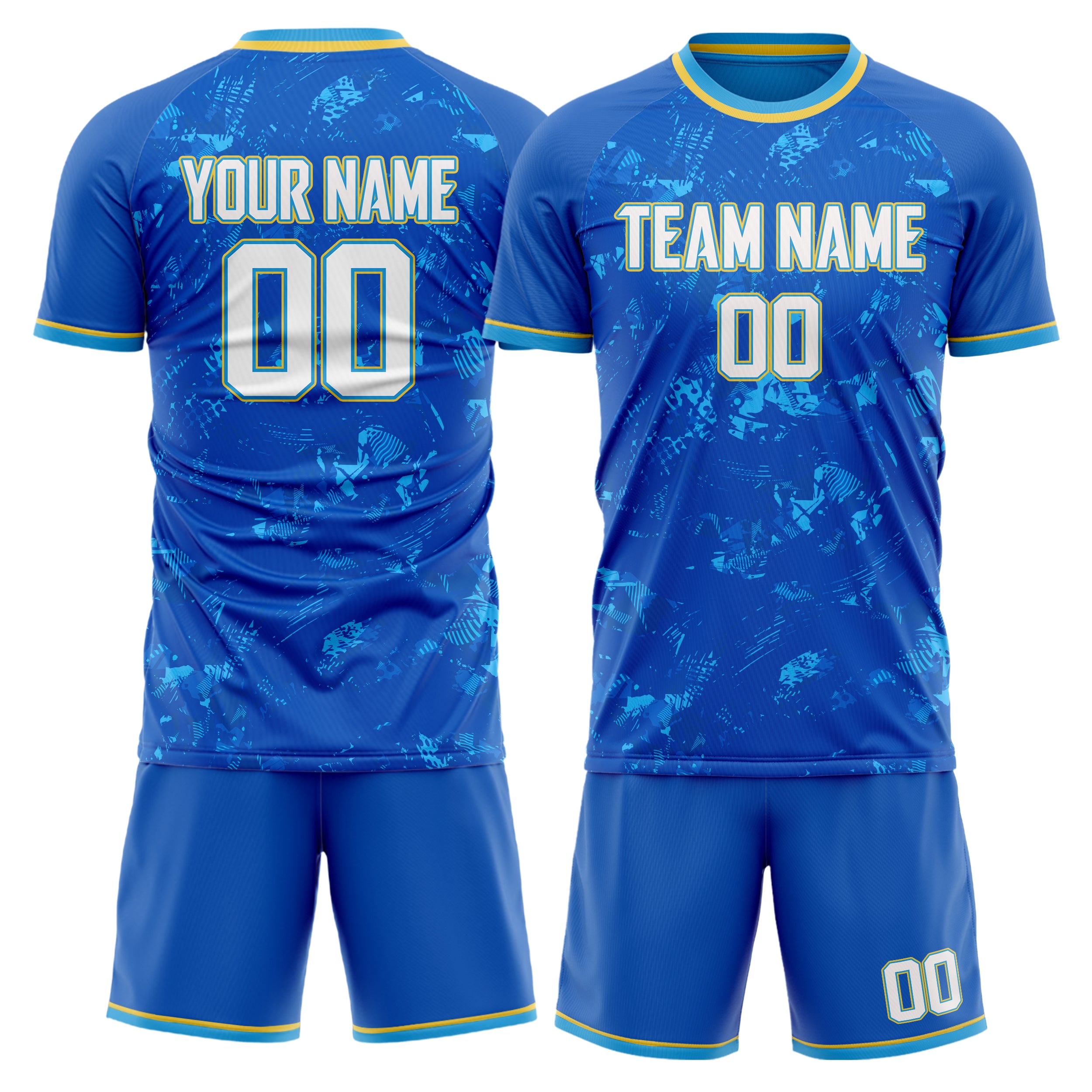 Custom Royal Gold GeometricalPattern Soccer Jersey