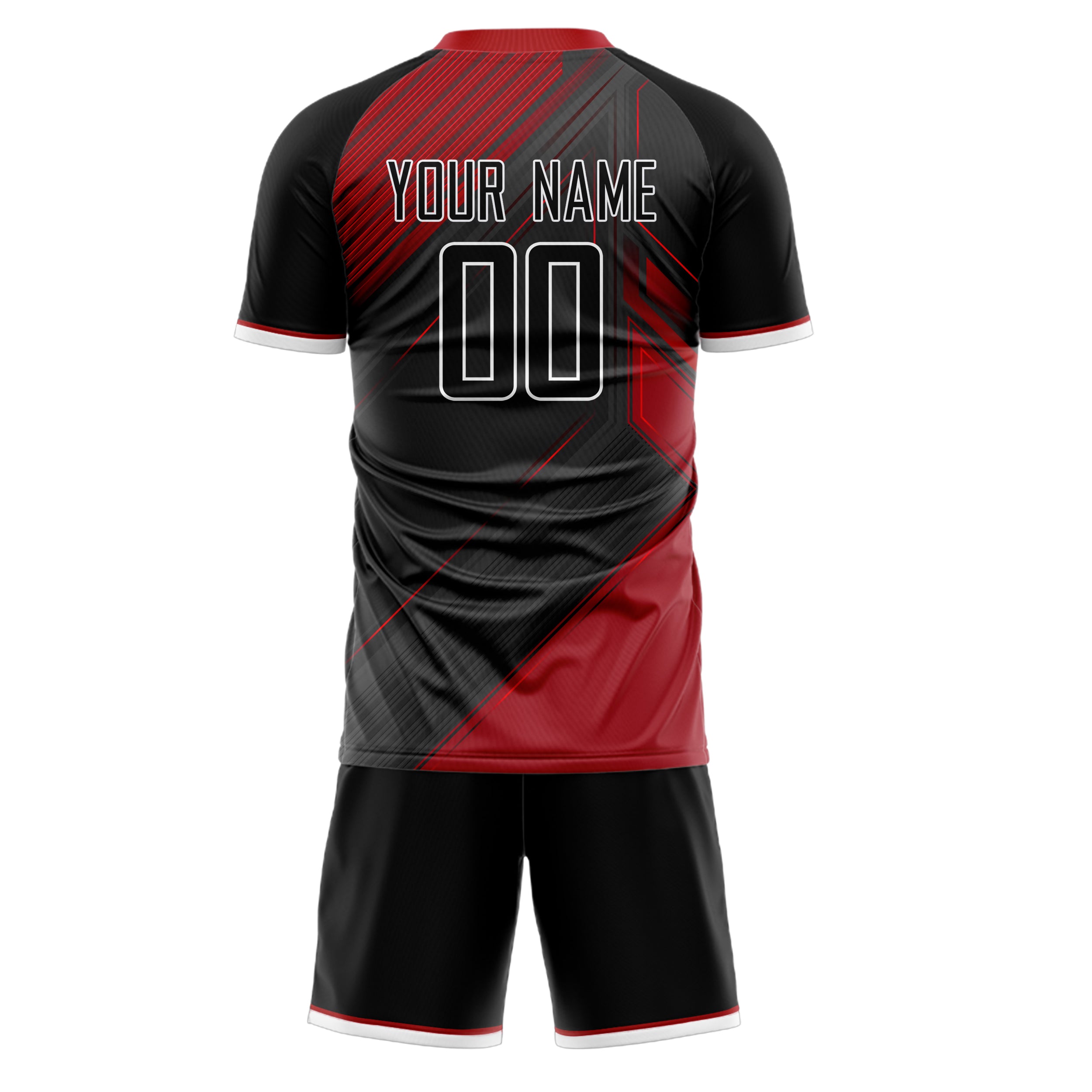Custom Gray Red GeometricalPattern Soccer Jersey