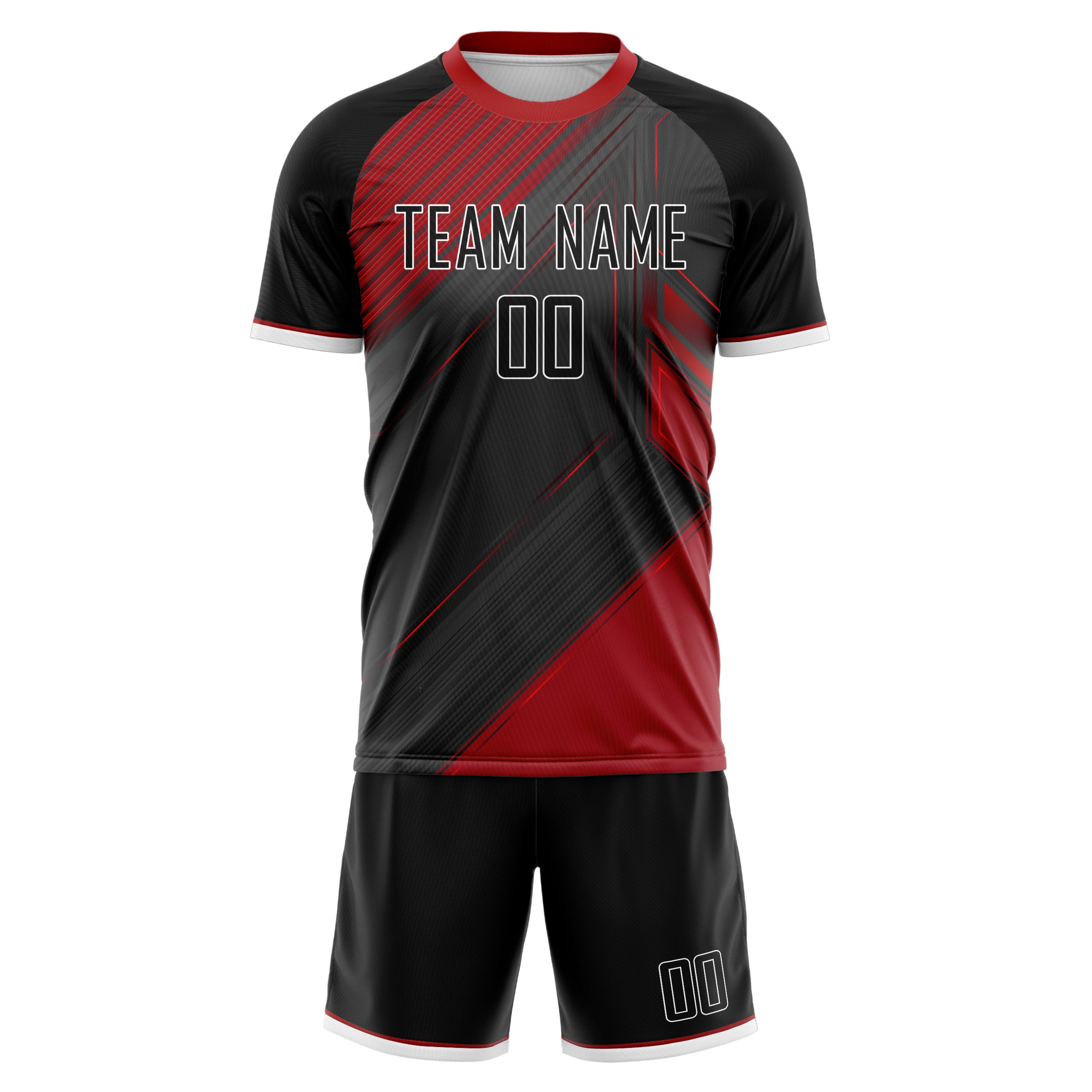Custom Gray Red GeometricalPattern Soccer Jersey