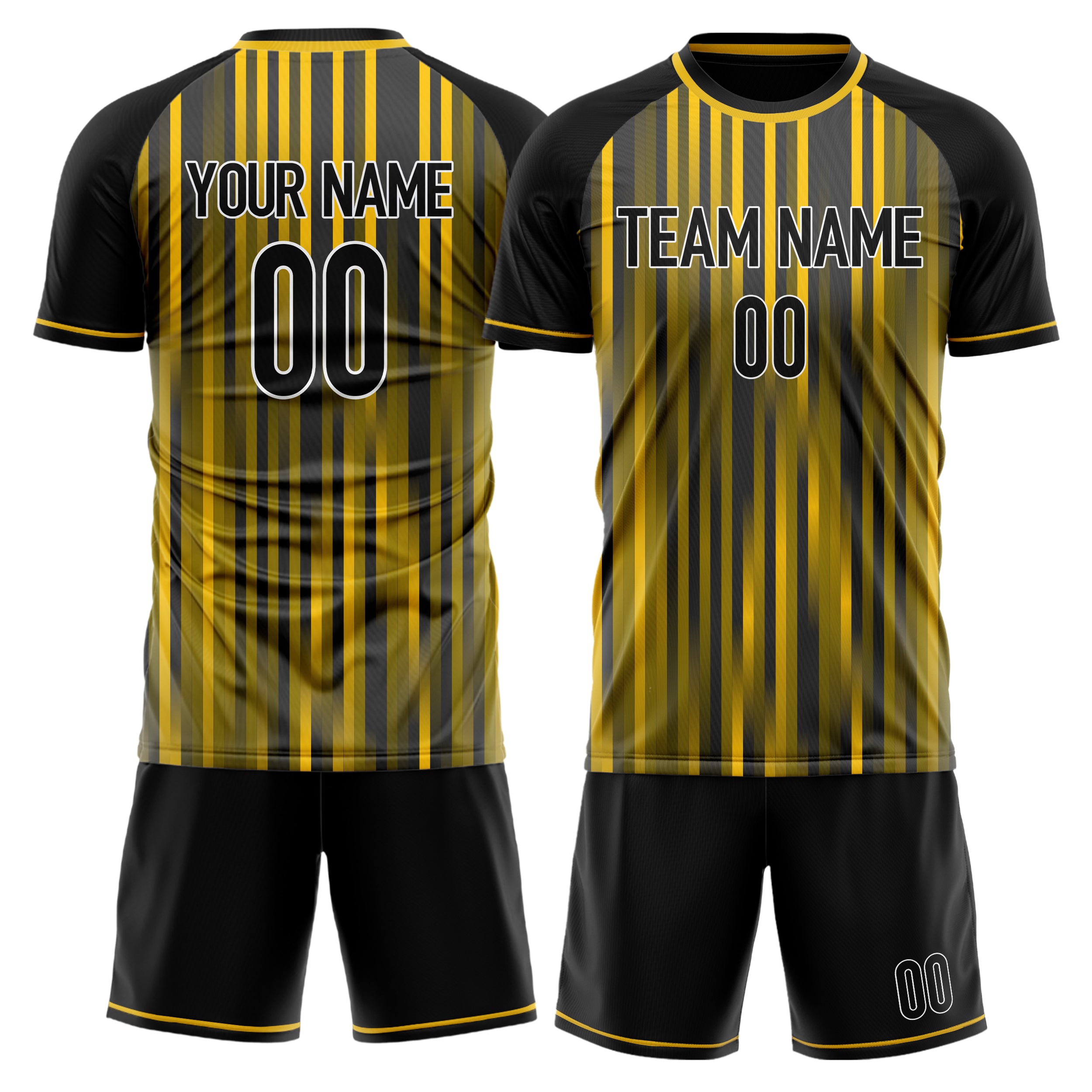 Custom Gold Black GeometricalPattern Soccer Jersey