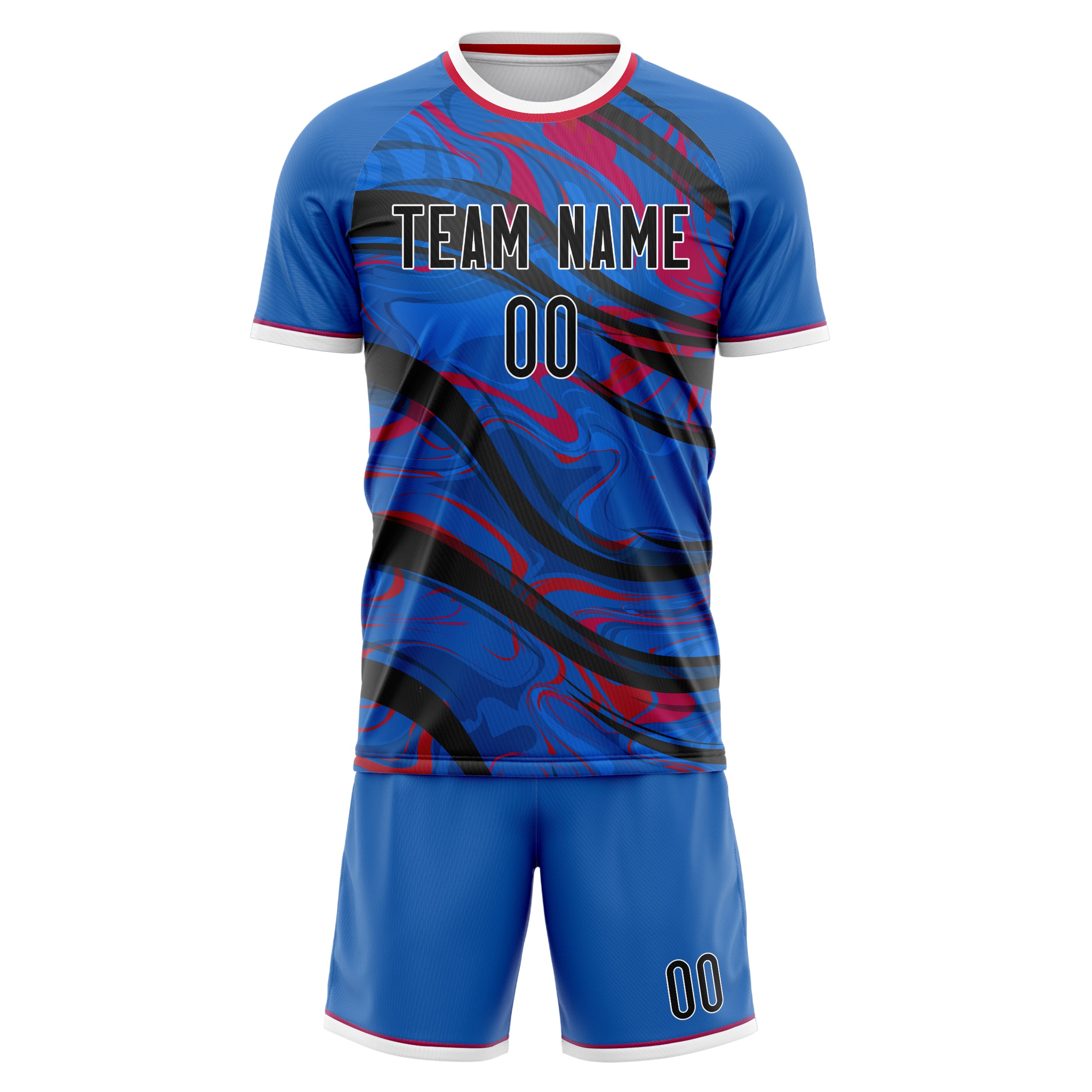 Custom Navy Black GeometricalPattern Soccer Jersey