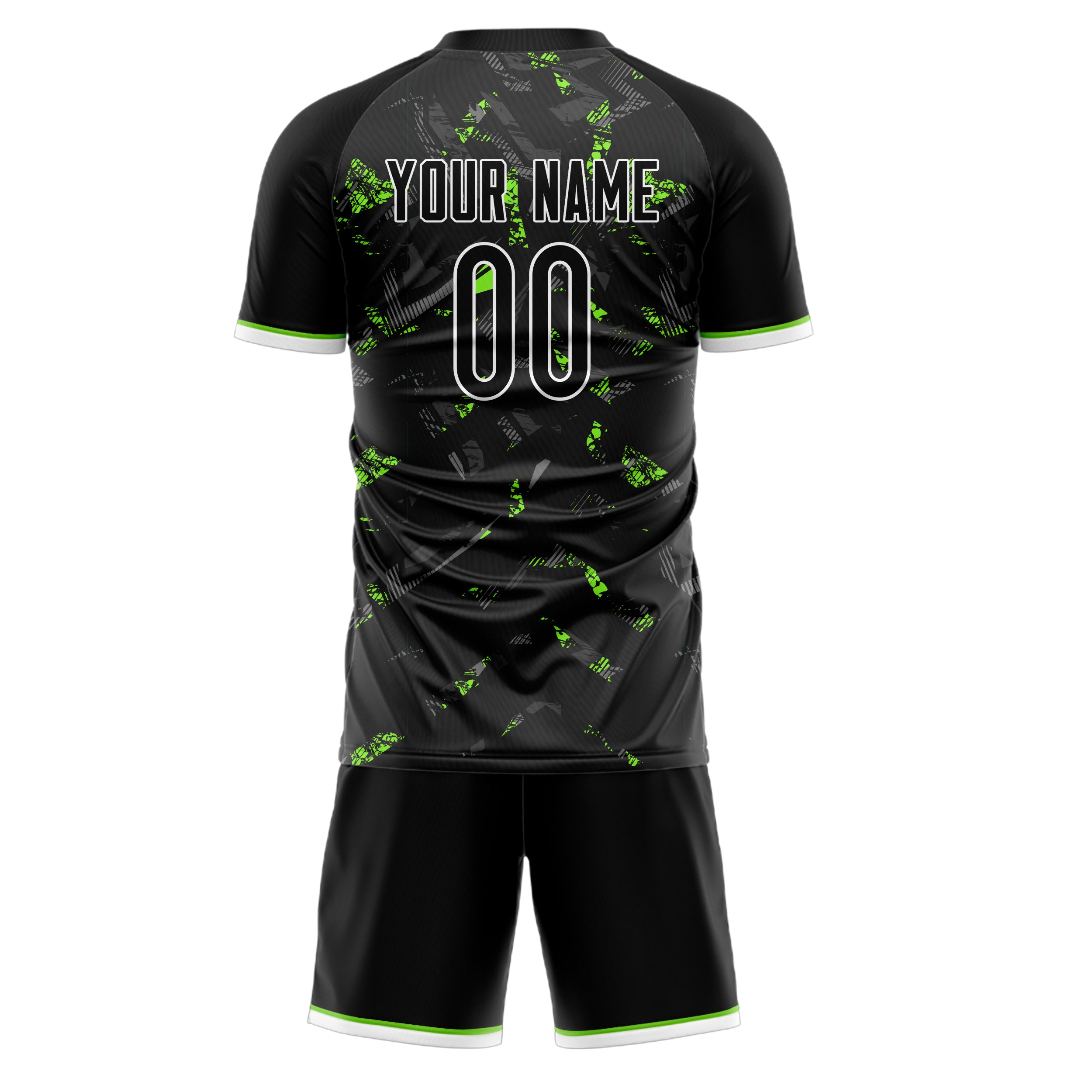 Custom Black Teal GeometricalPattern Soccer Jersey