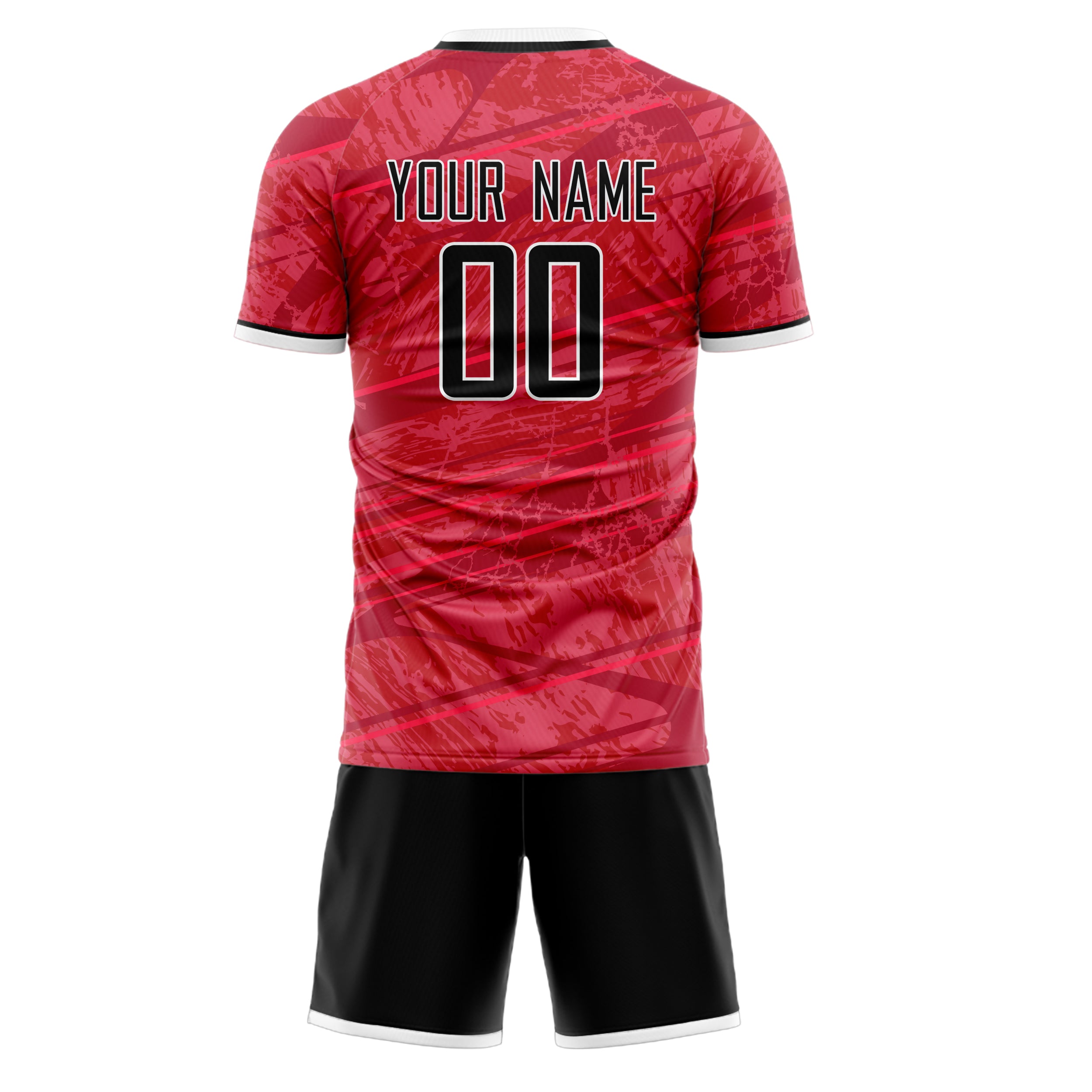 Custom Red Black GeometricalPattern Soccer Jersey