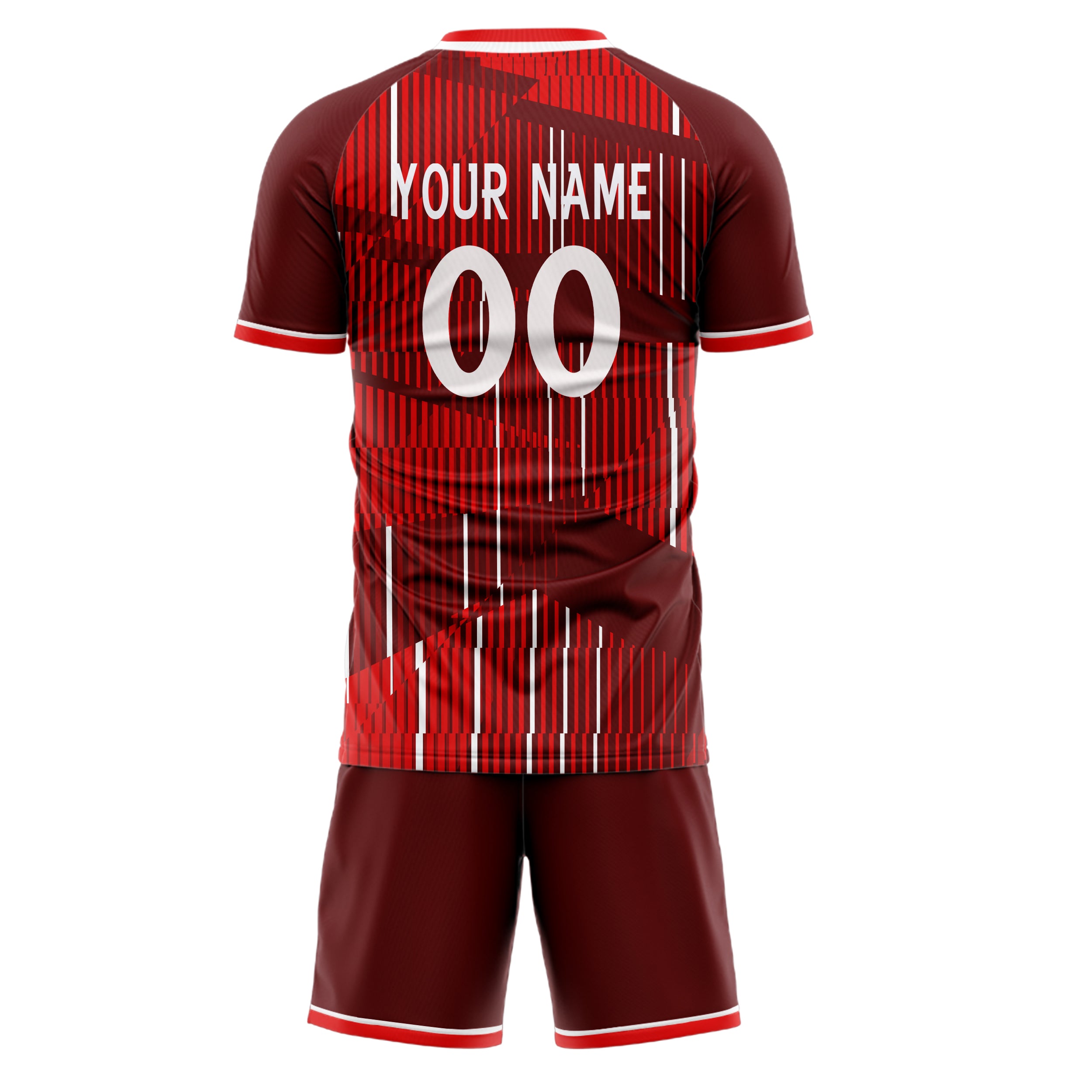 Custom Red White GeometricalPattern Soccer Jersey