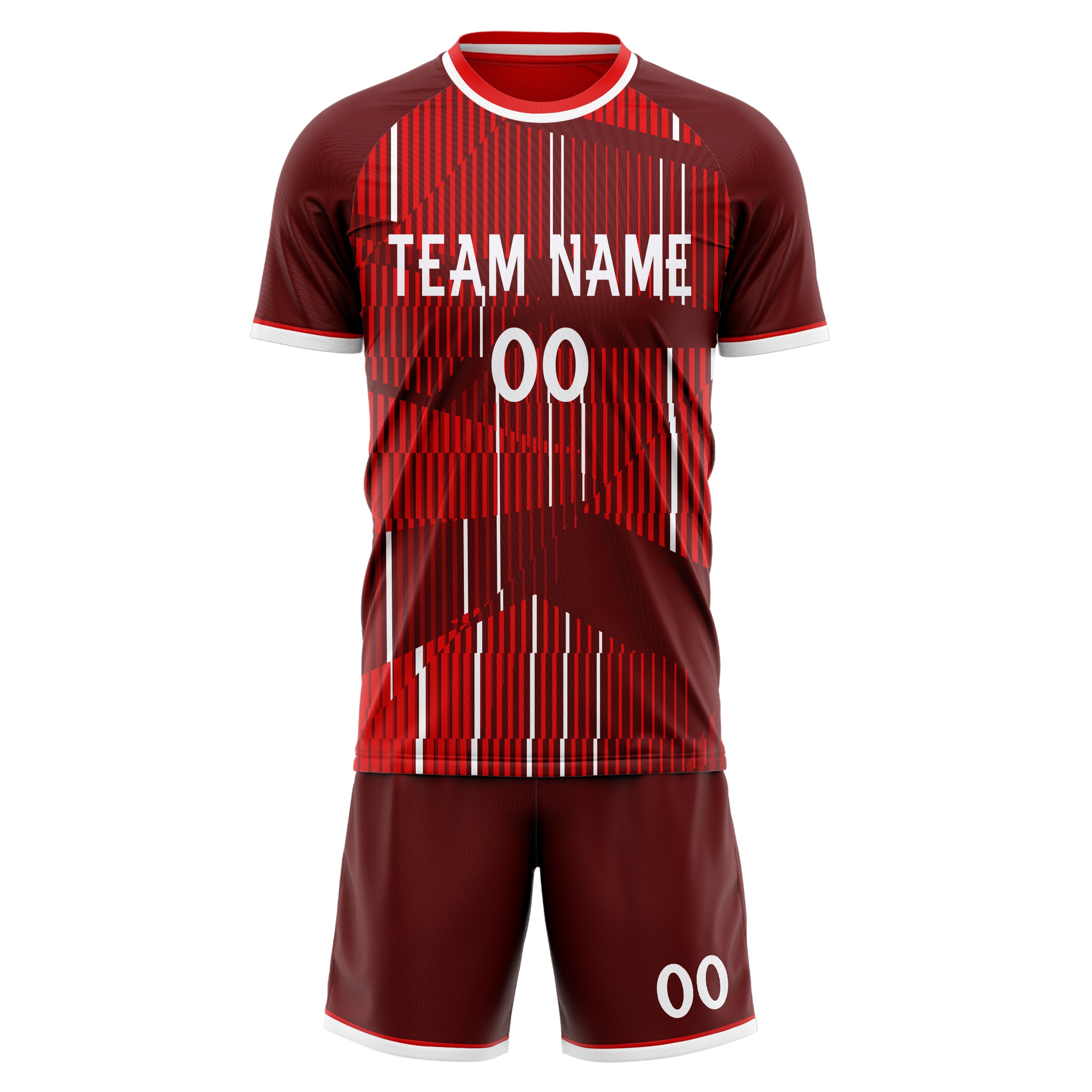 Custom Red White GeometricalPattern Soccer Jersey