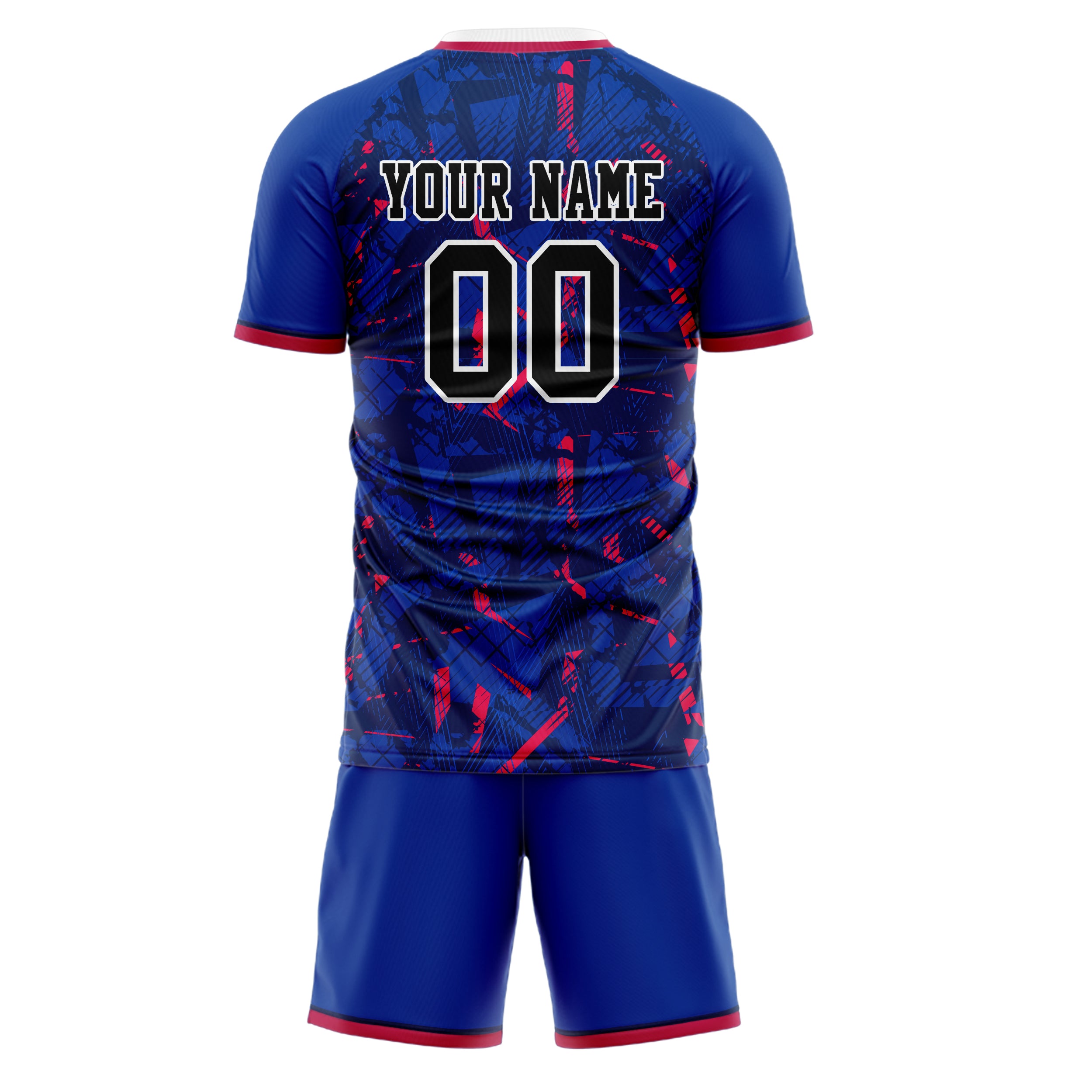 Custom Royal Red GeometricalPattern Soccer Jersey