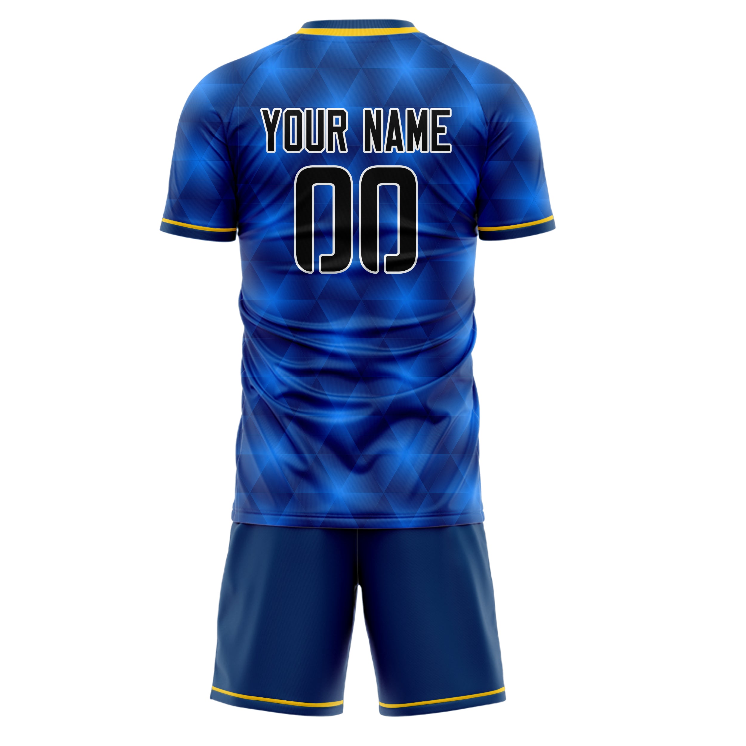 Custom Royal Gold GeometricalPattern Soccer Jersey