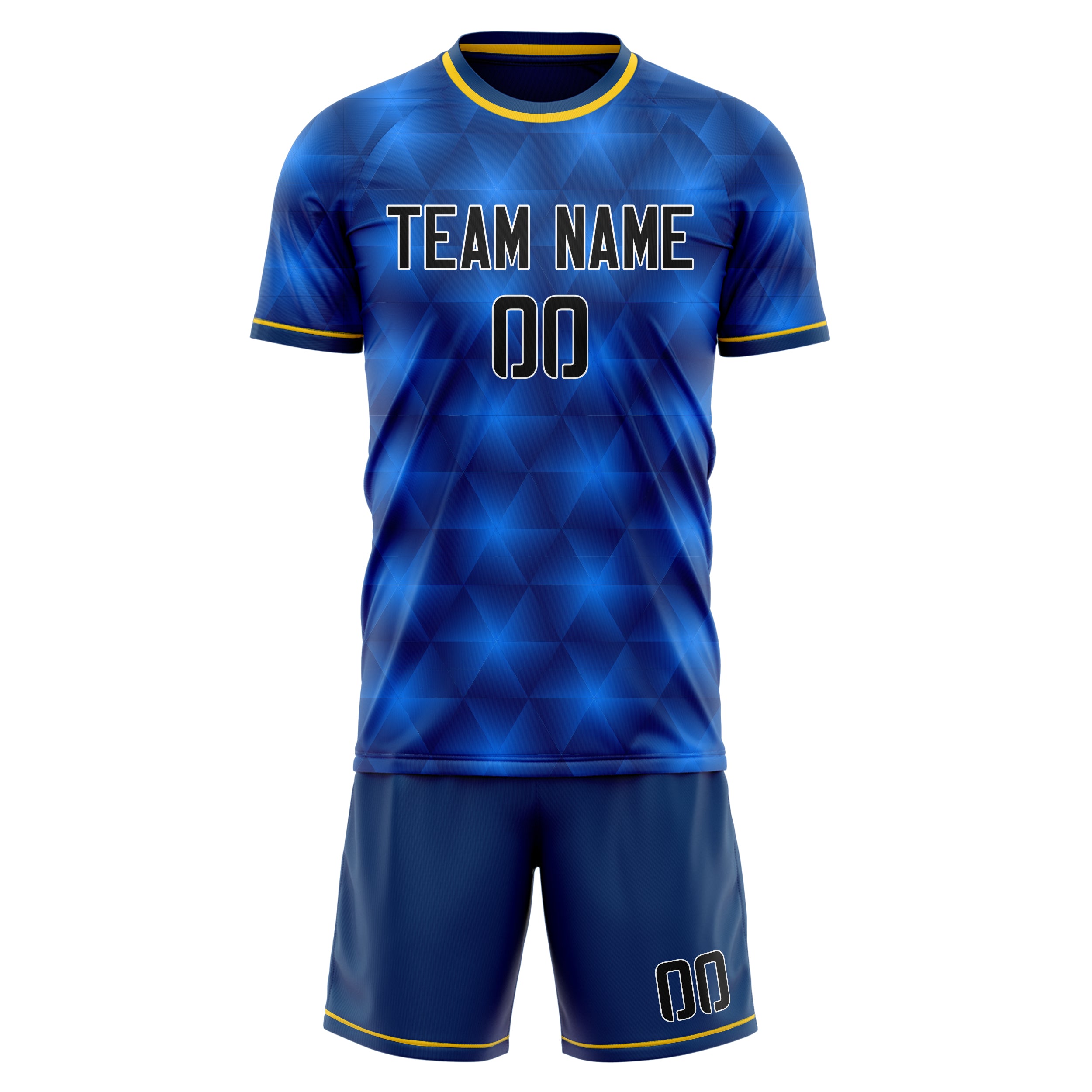 Custom Royal Gold GeometricalPattern Soccer Jersey