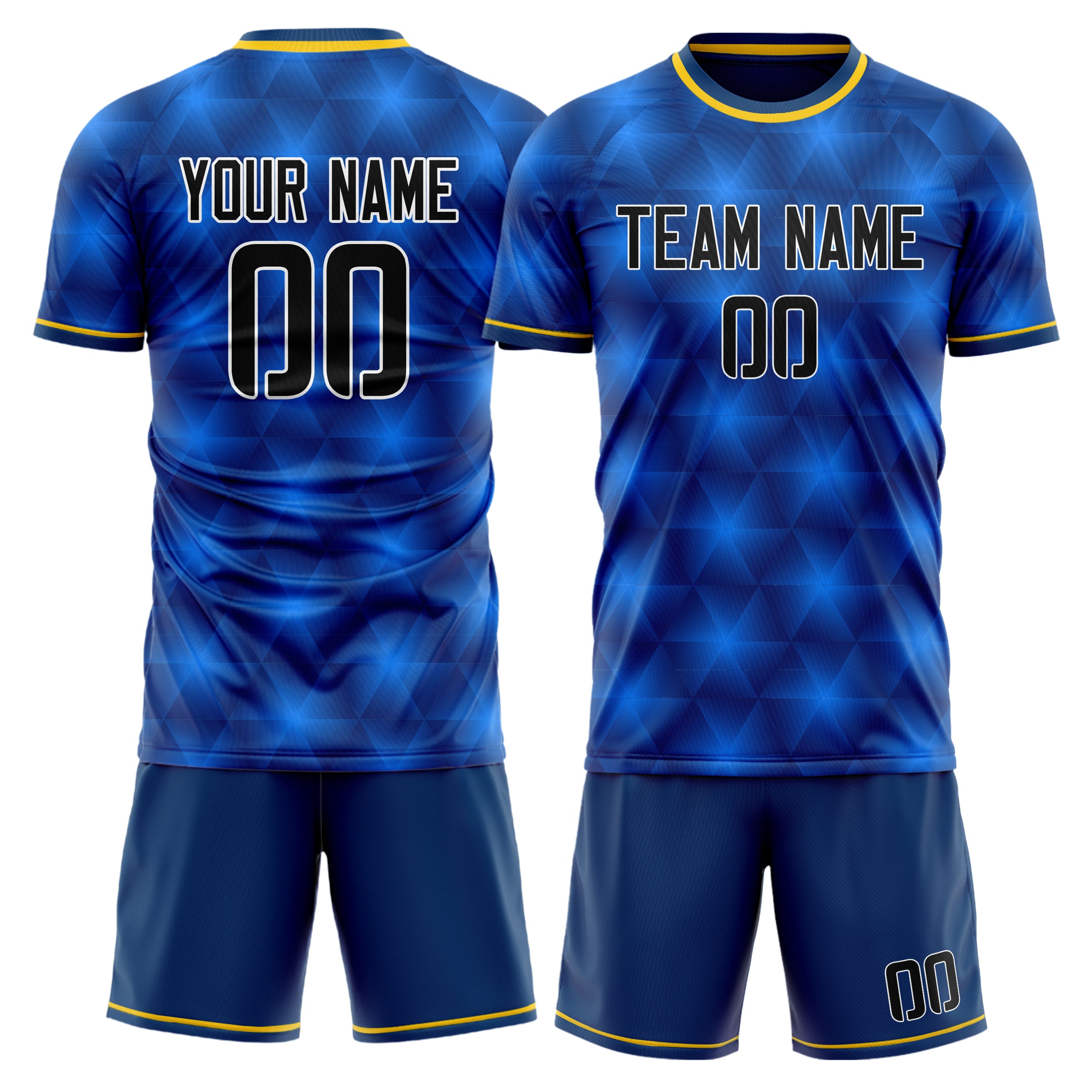Custom Royal Gold GeometricalPattern Soccer Jersey