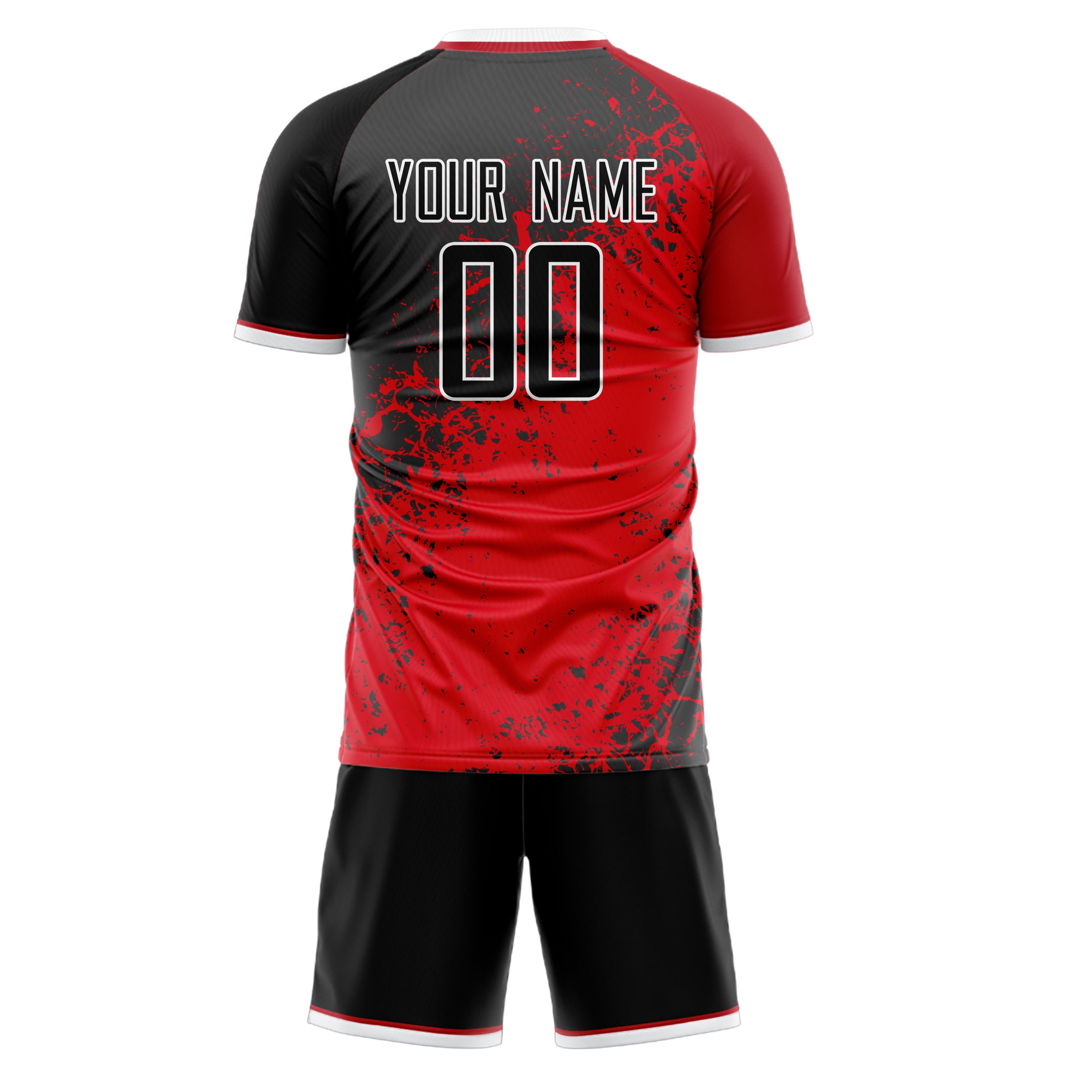 Custom Red Gray GeometricalPattern Soccer Jersey