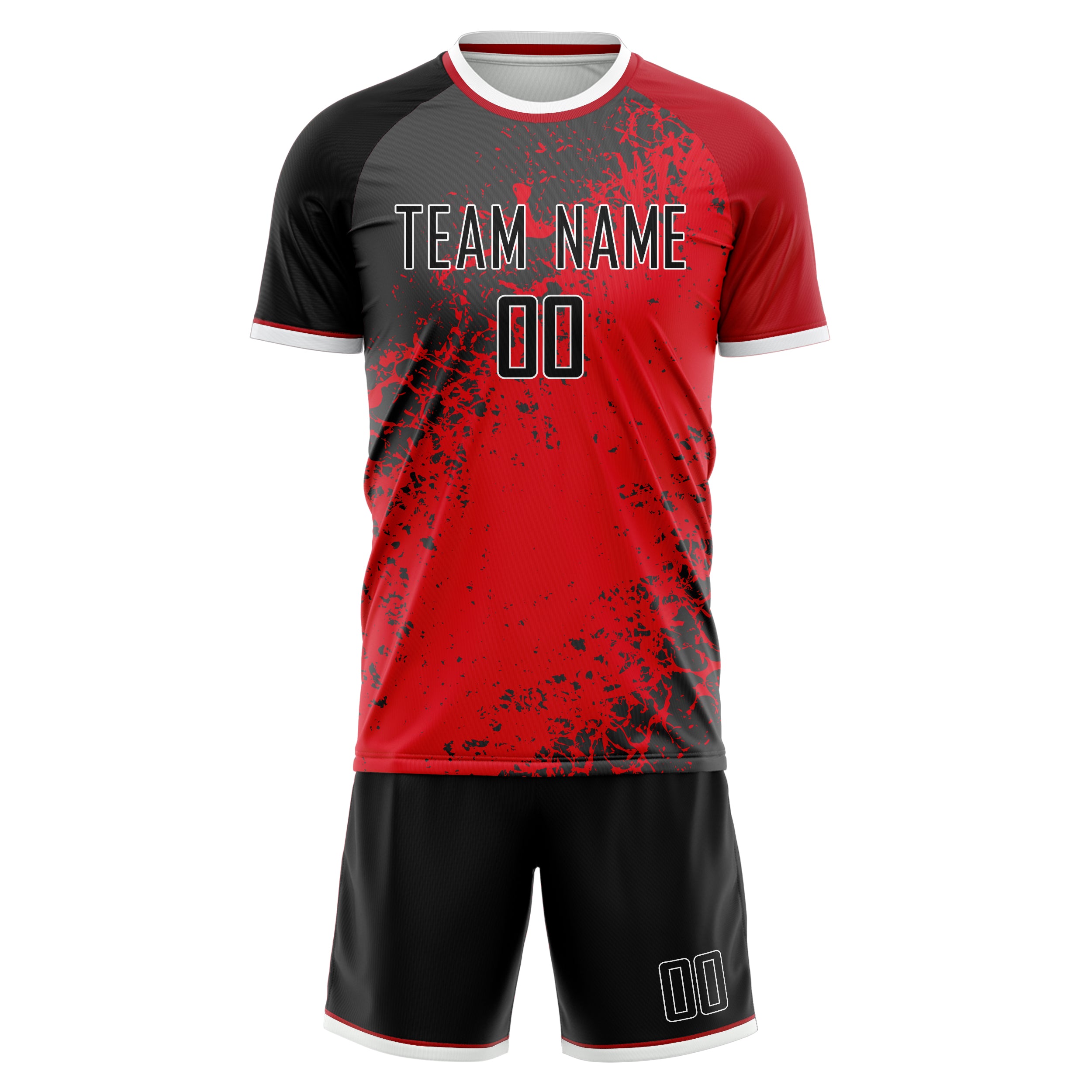 Custom Red Gray GeometricalPattern Soccer Jersey