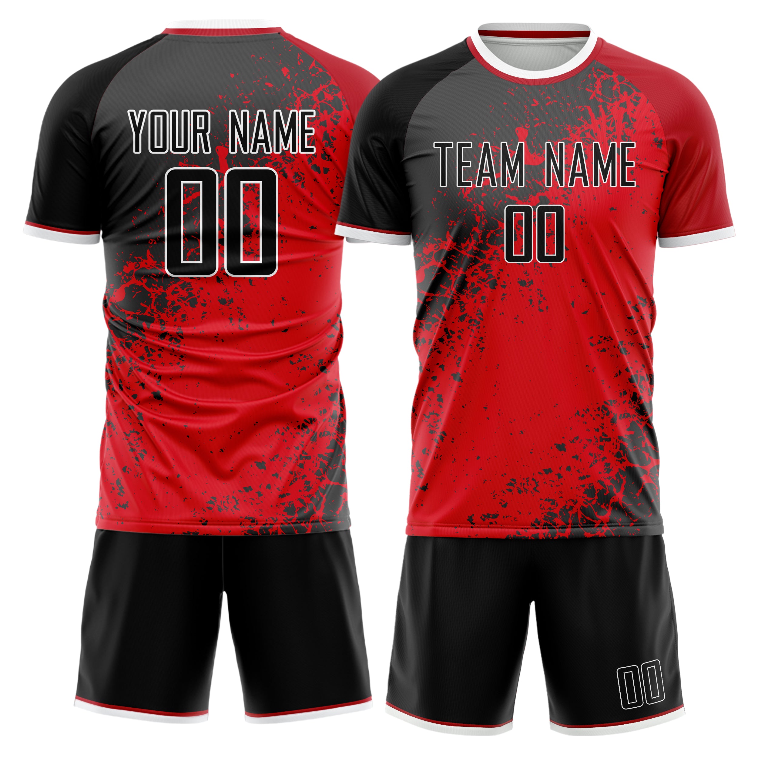 Custom Red Gray GeometricalPattern Soccer Jersey